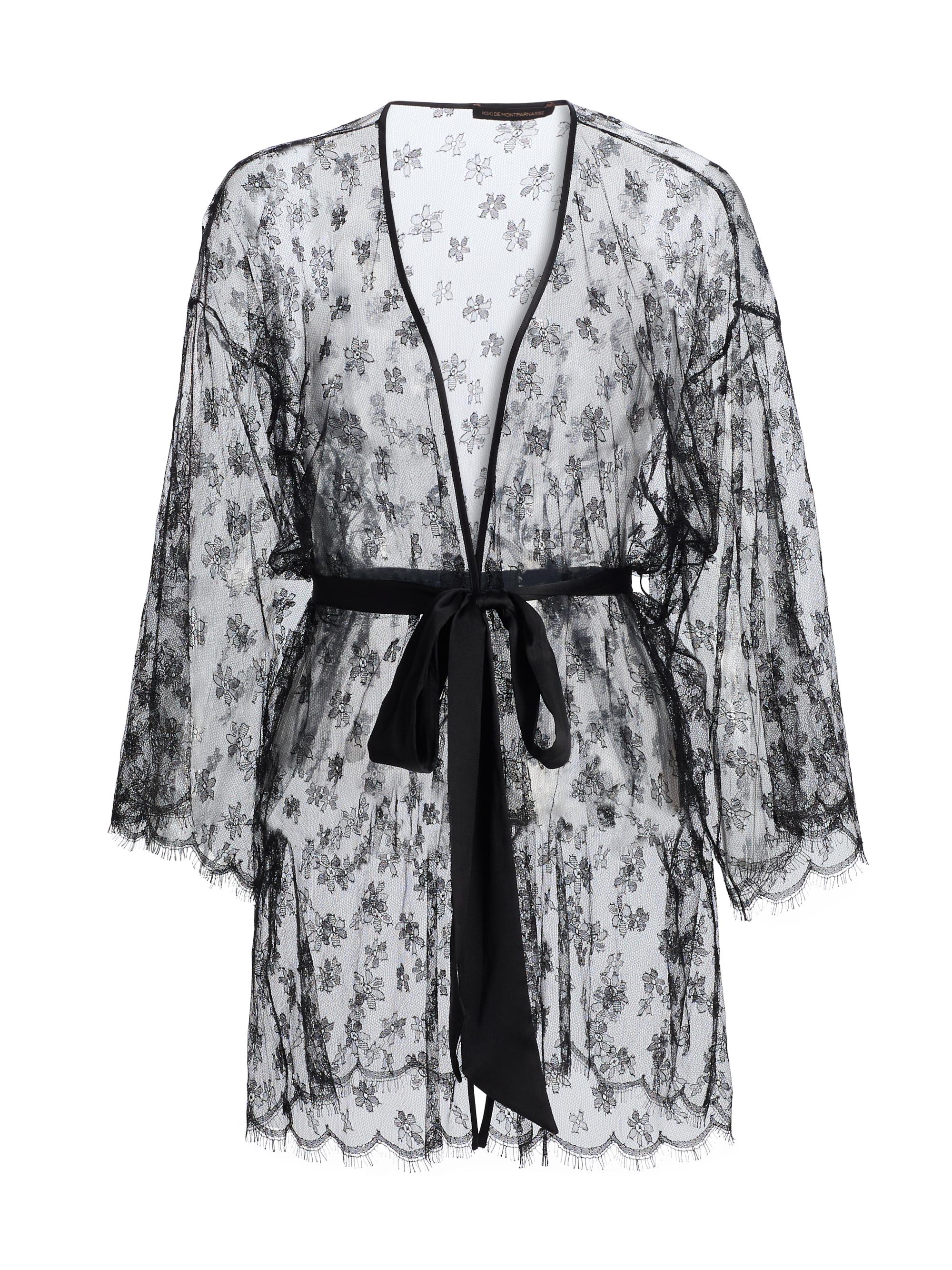 Kiki de Montparnasse Women's Floral Lace Robe - Black