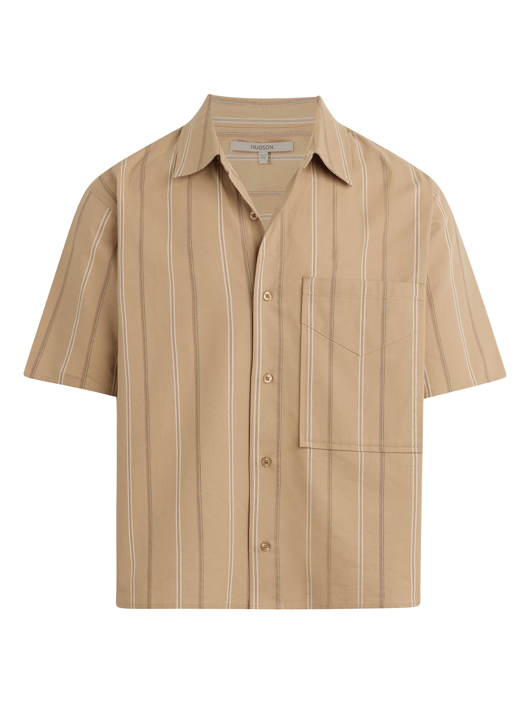 Hudson Jeans Men's Rex Striped Shirt - Camel Stripe