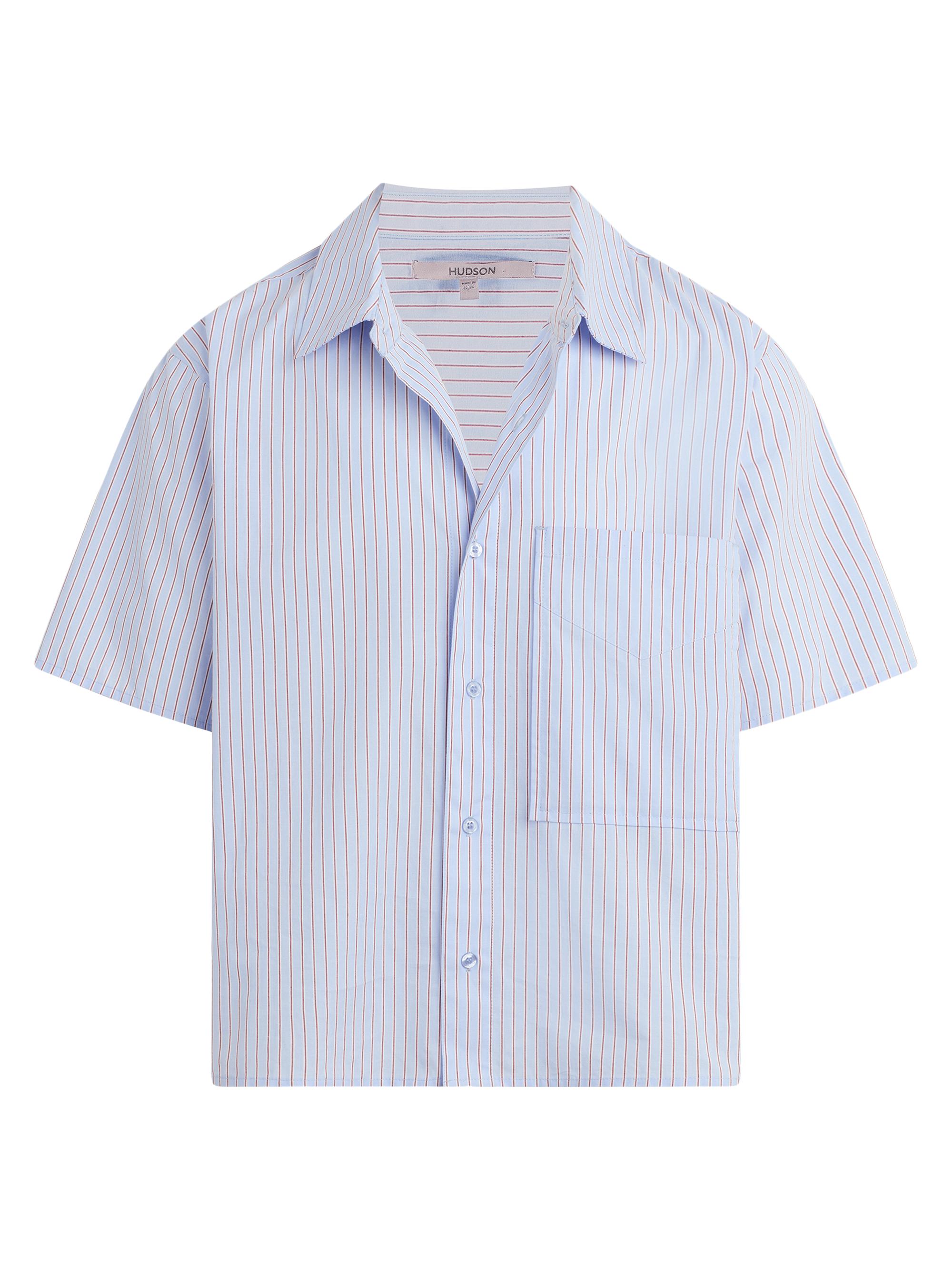 Hudson Jeans Men's Rex Striped Cotton Poplin Shirt - Blue Stripe