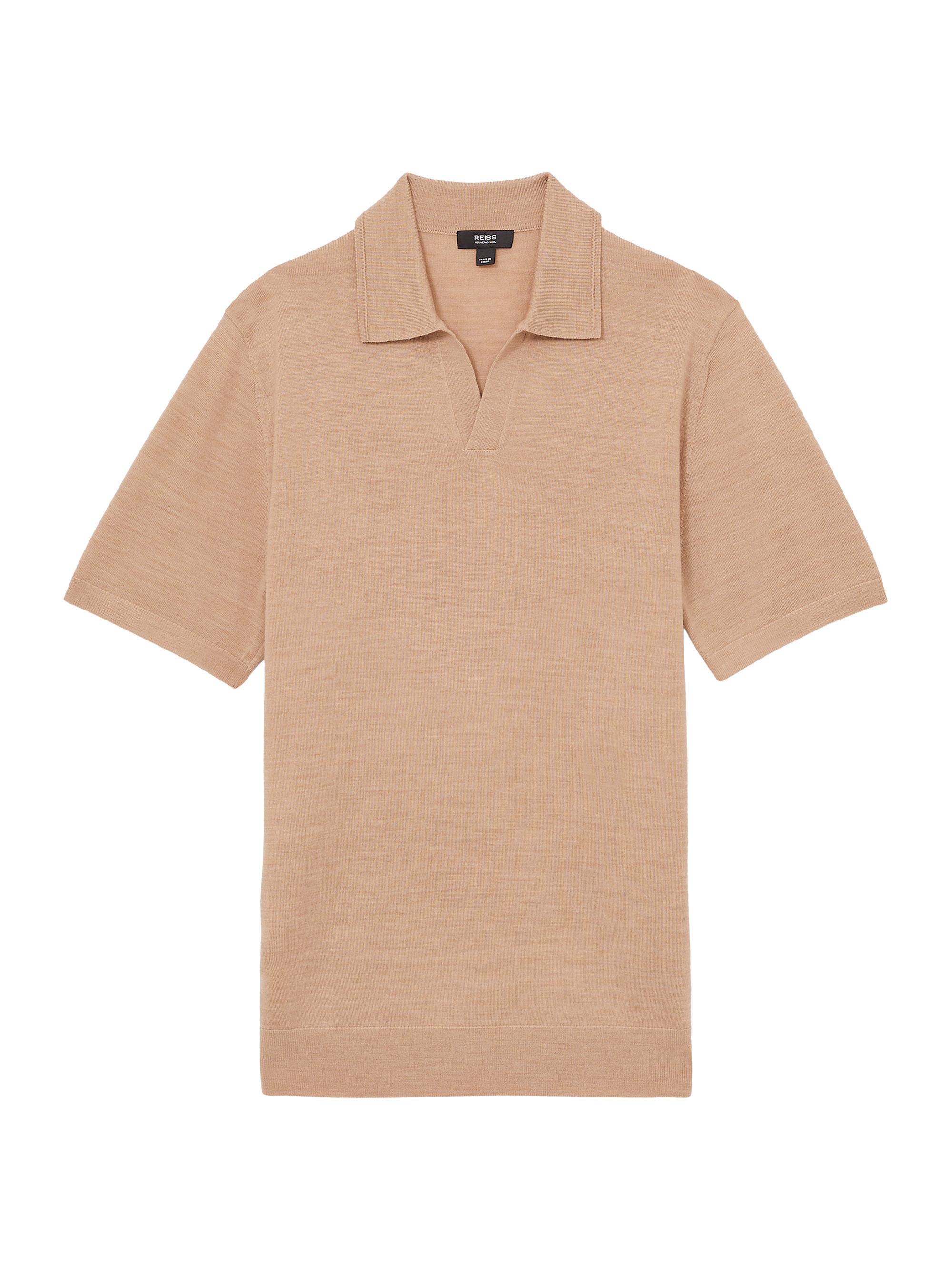 Reiss Men's Duchie Wool Polo Shirt - Camel