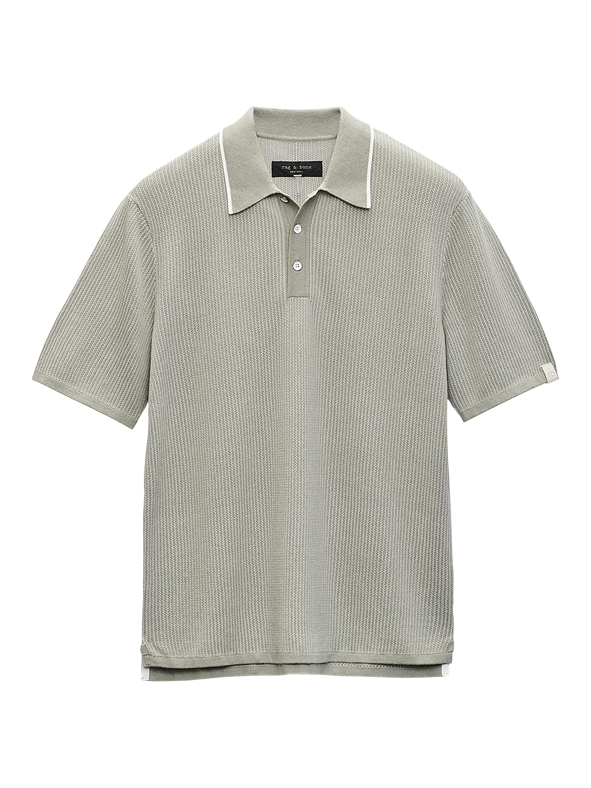 rag & bone Men's Harvey Knit Polo Shirt - Grey