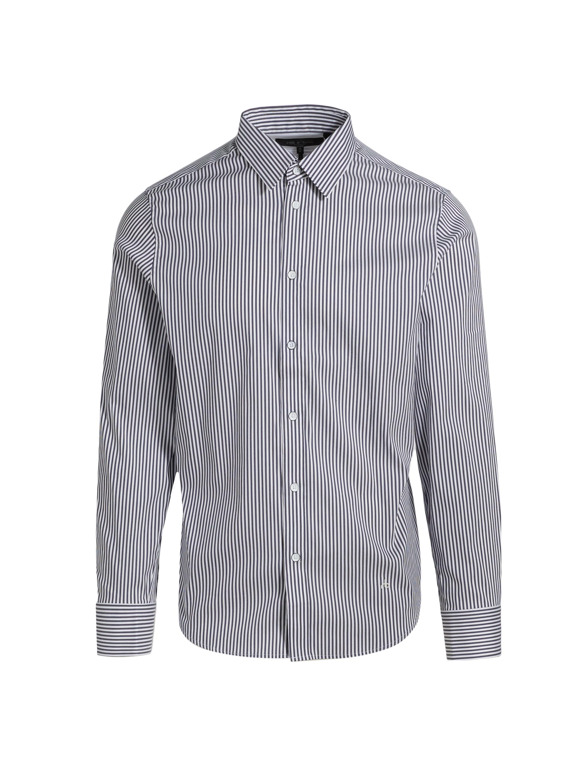rag & bone Men's Patrick Cotton-Blend Button-Front Shirt - Blue Cat Stripe