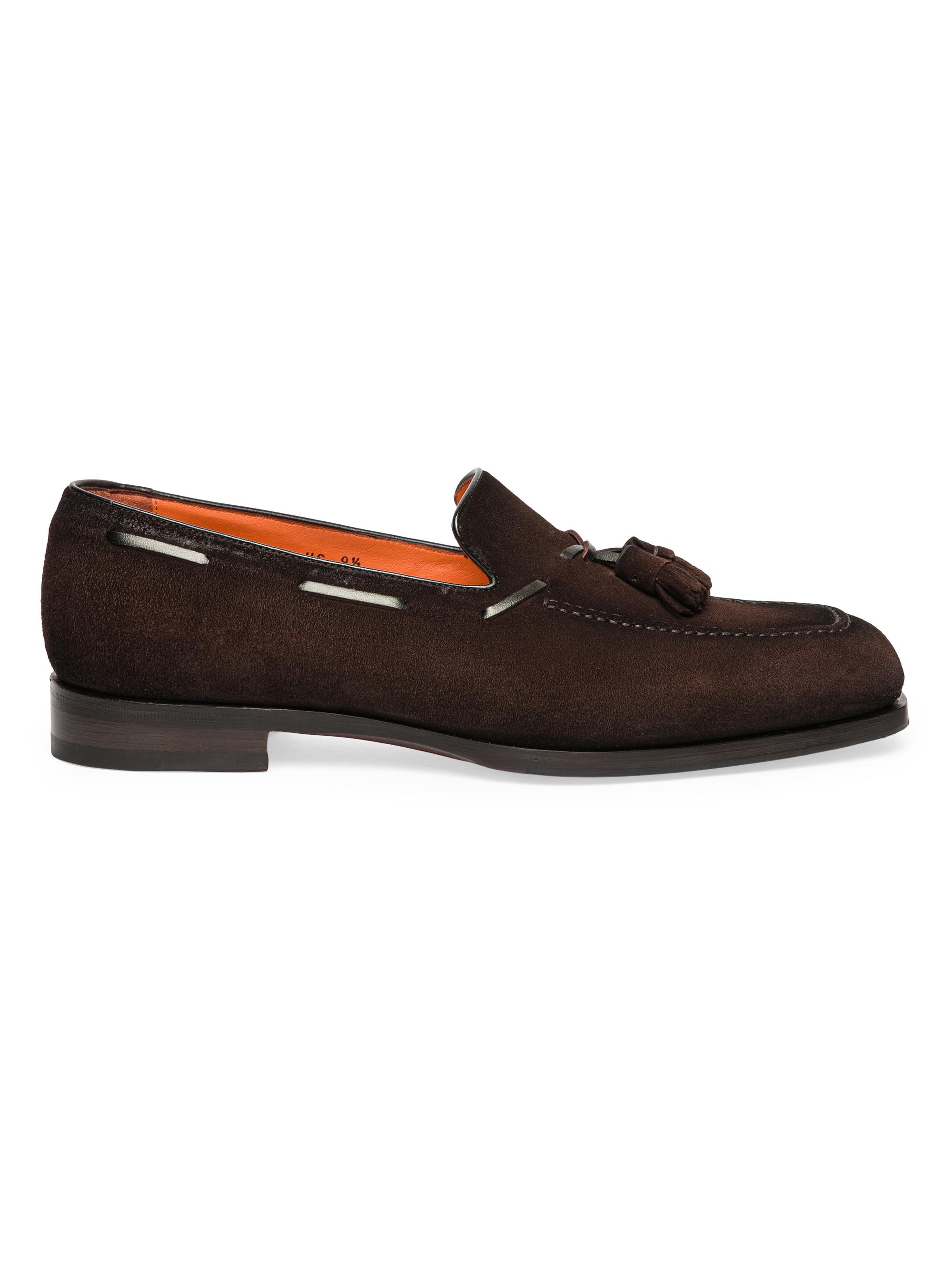 Santoni Men's Brando Tassel Suede Loafers - Dark Brown