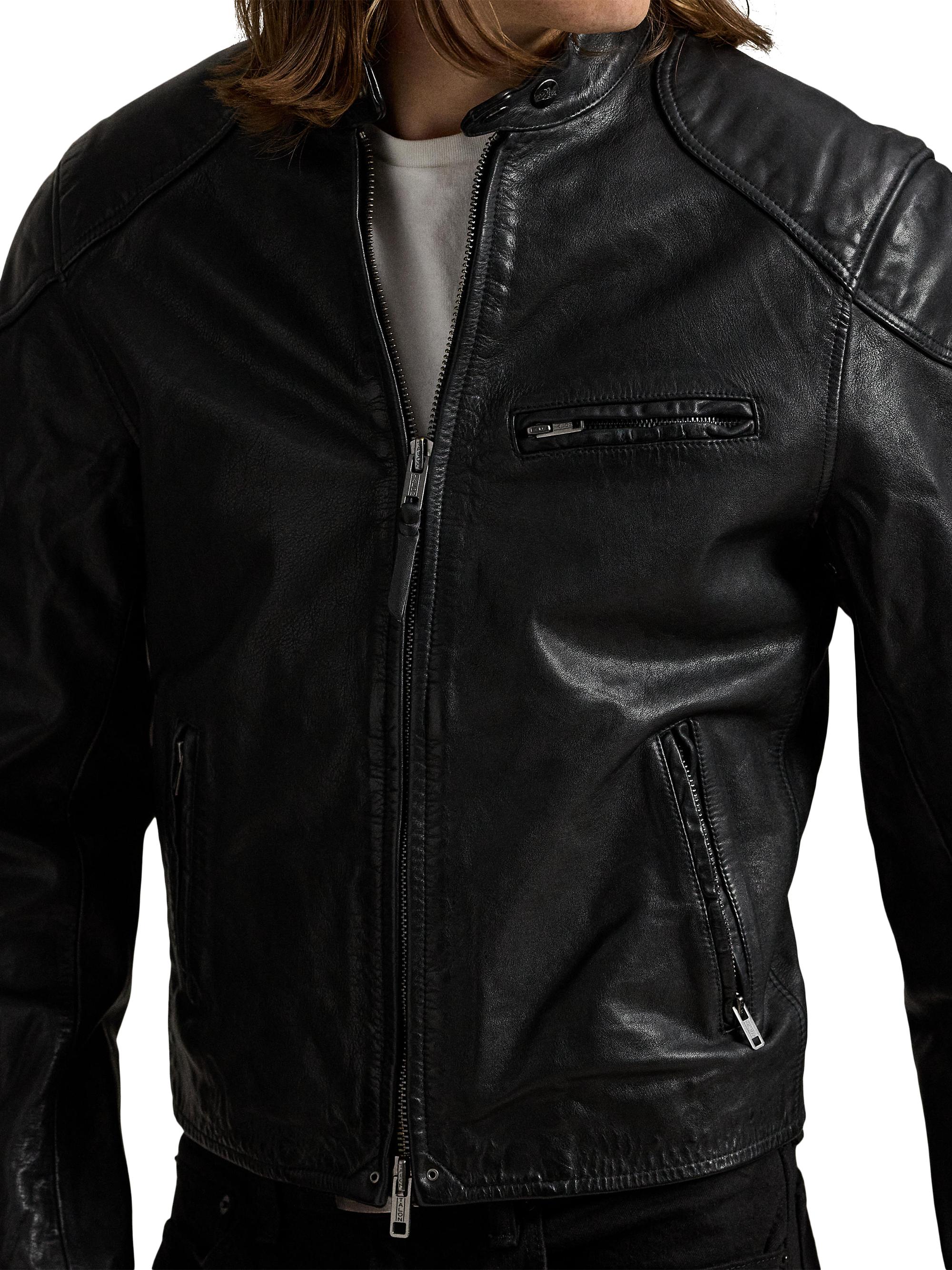 Polo Ralph Lauren Café Racer Leather Biker Jacket | Saks Fifth Avenue