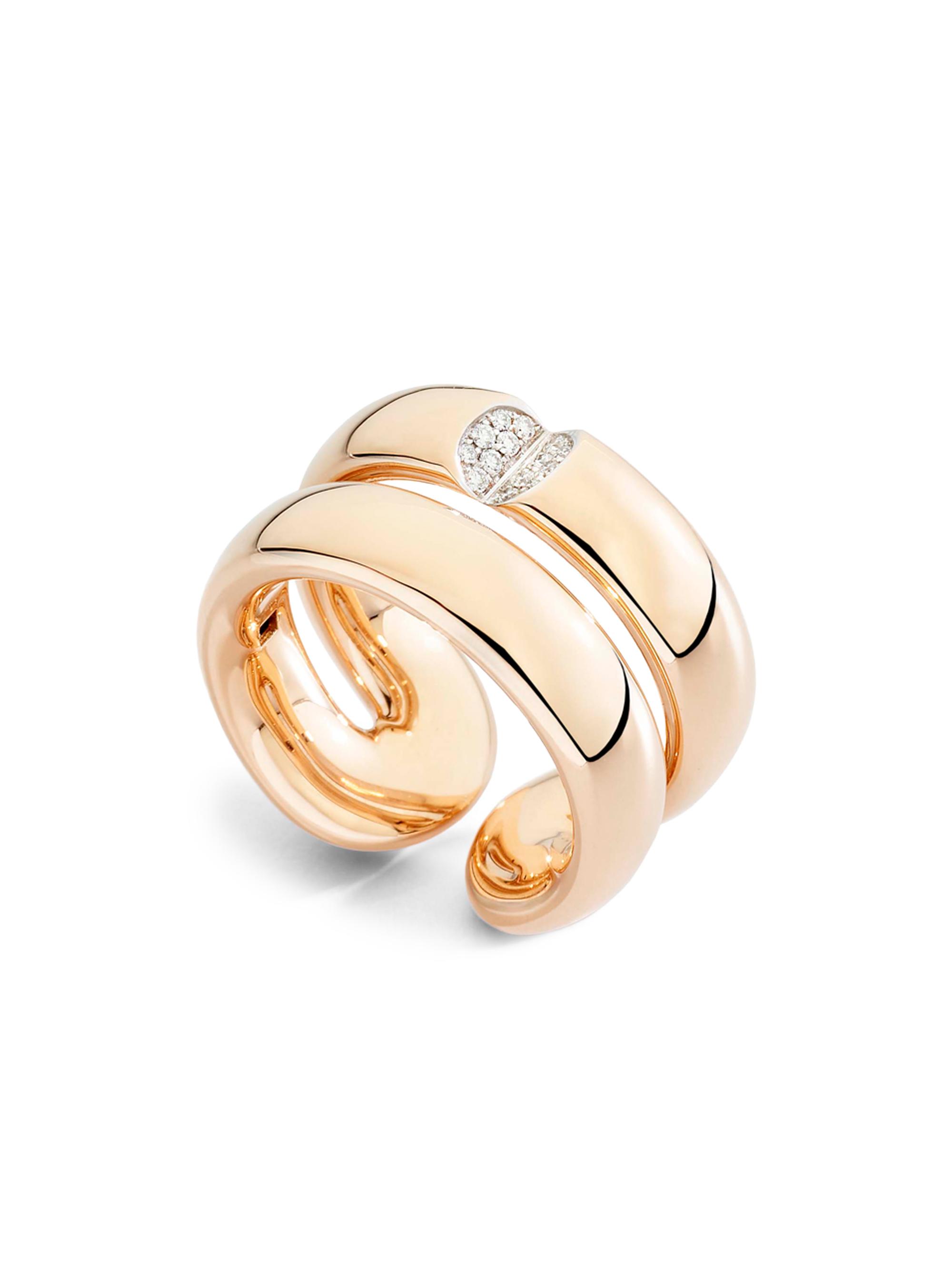 Vhernier Women's Mon Jeu 18K Rose Gold & 0.09 TCW Diamond Double Band Ring - Rose Gold