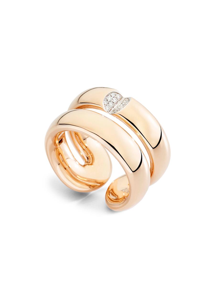 Vhernier Women's Mon Jeu 18k Rose Gold & 0.09 Tcw Diamond Double Band Ring