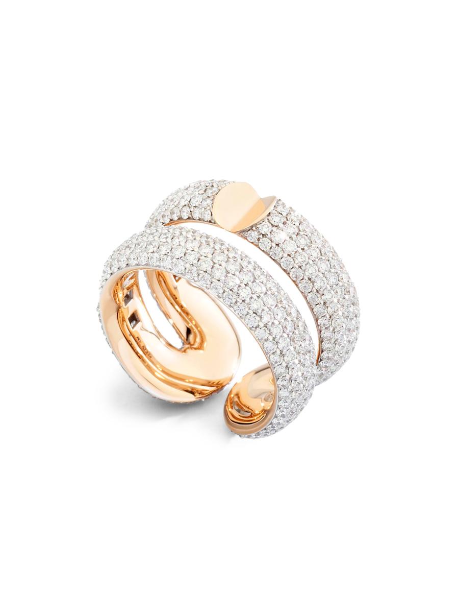 Vhernier Women's Mon Jeu 18k Rose Gold & 4.35 Tcw Diamond Double Band Ring