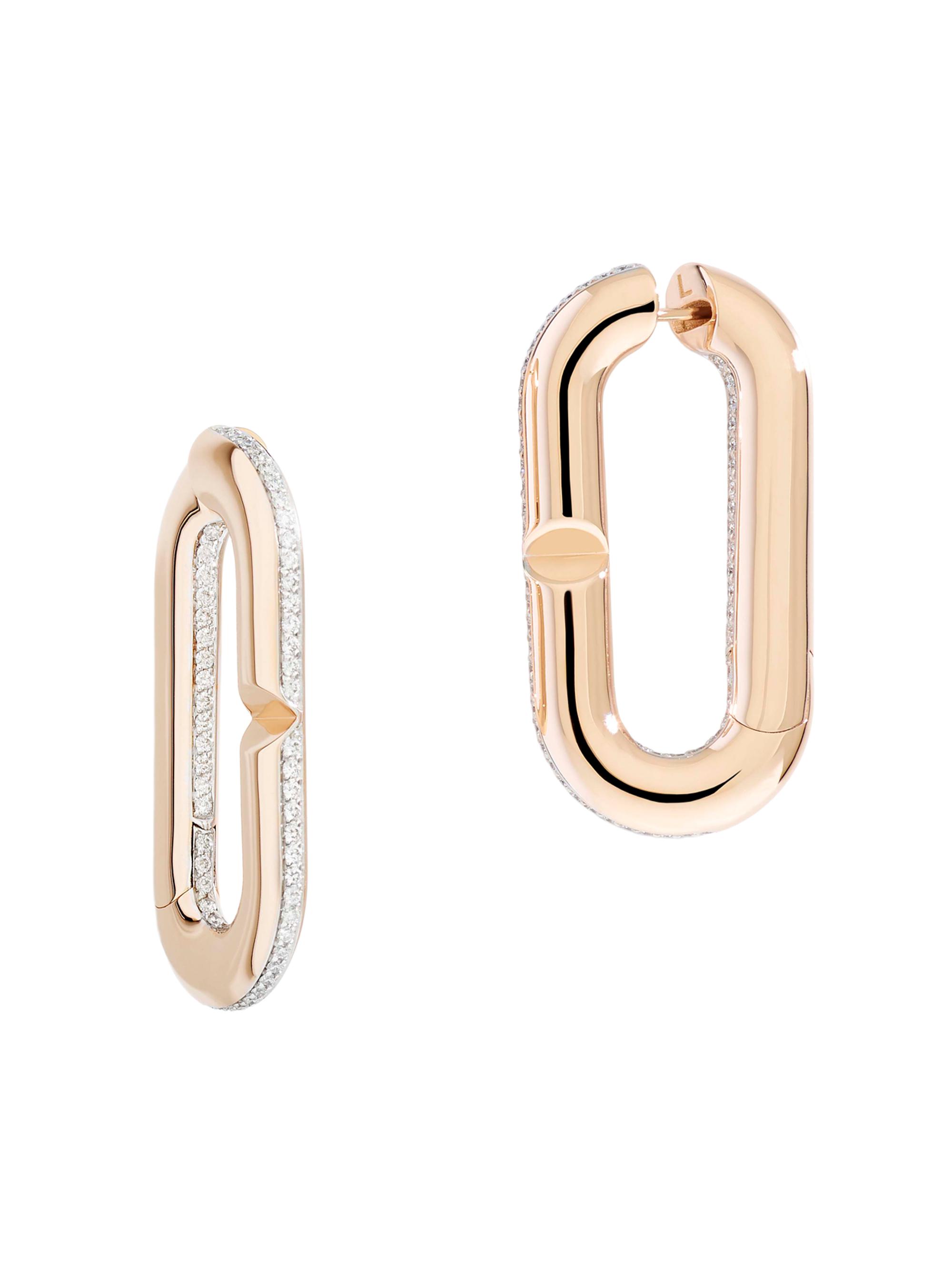 Vhernier Women's Mon Jeu Two-Tone 18K Gold & 0.86 TCW Diamond Oval Hoop Earrings - Rose Gold