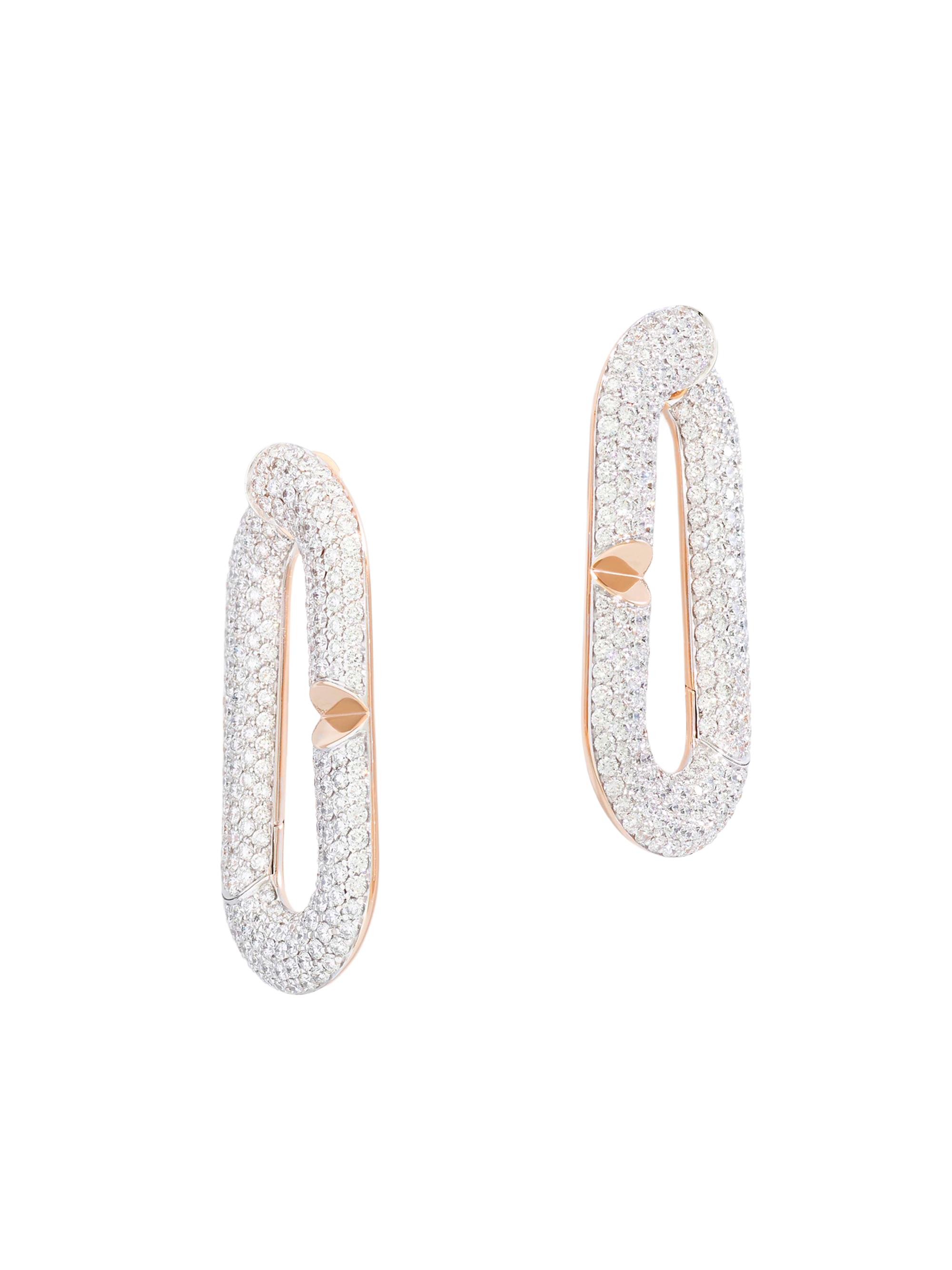 Vhernier Women's Mon Jeu 18K Rose Gold & 4.90 TCW Diamond Oval Hoop Earrings - Rose Gold