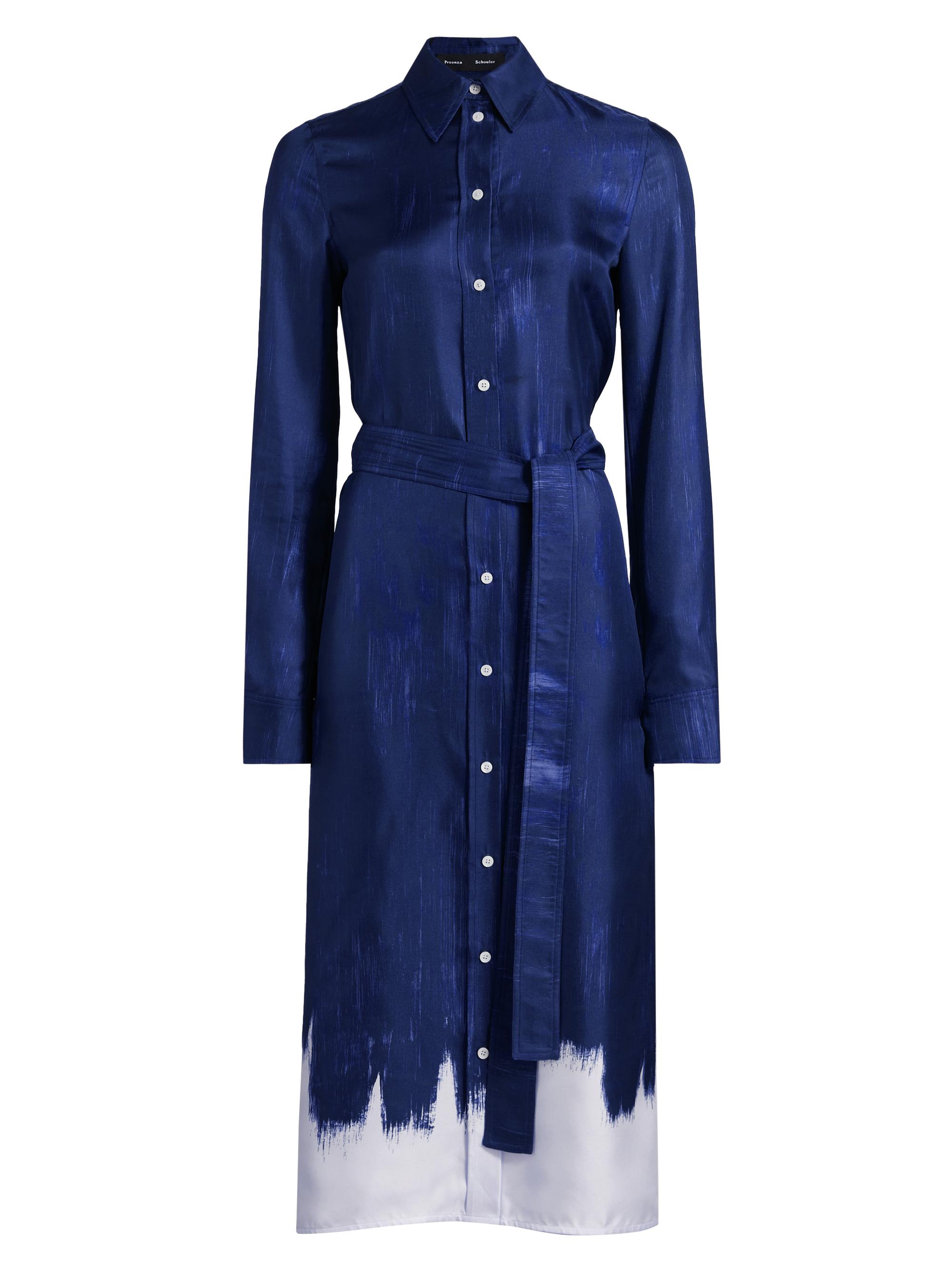 Proenza Schouler Women's Amaya Silk Twill Midi-Shirtdress - Cobalt Multi