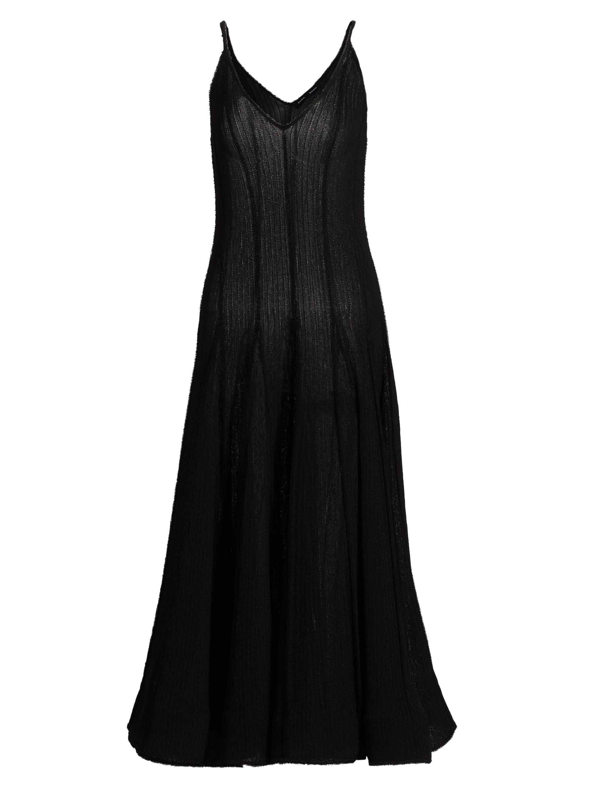 proenza schouler knit maxi dress Tavia Dress in Viscose Fringe Knit Black