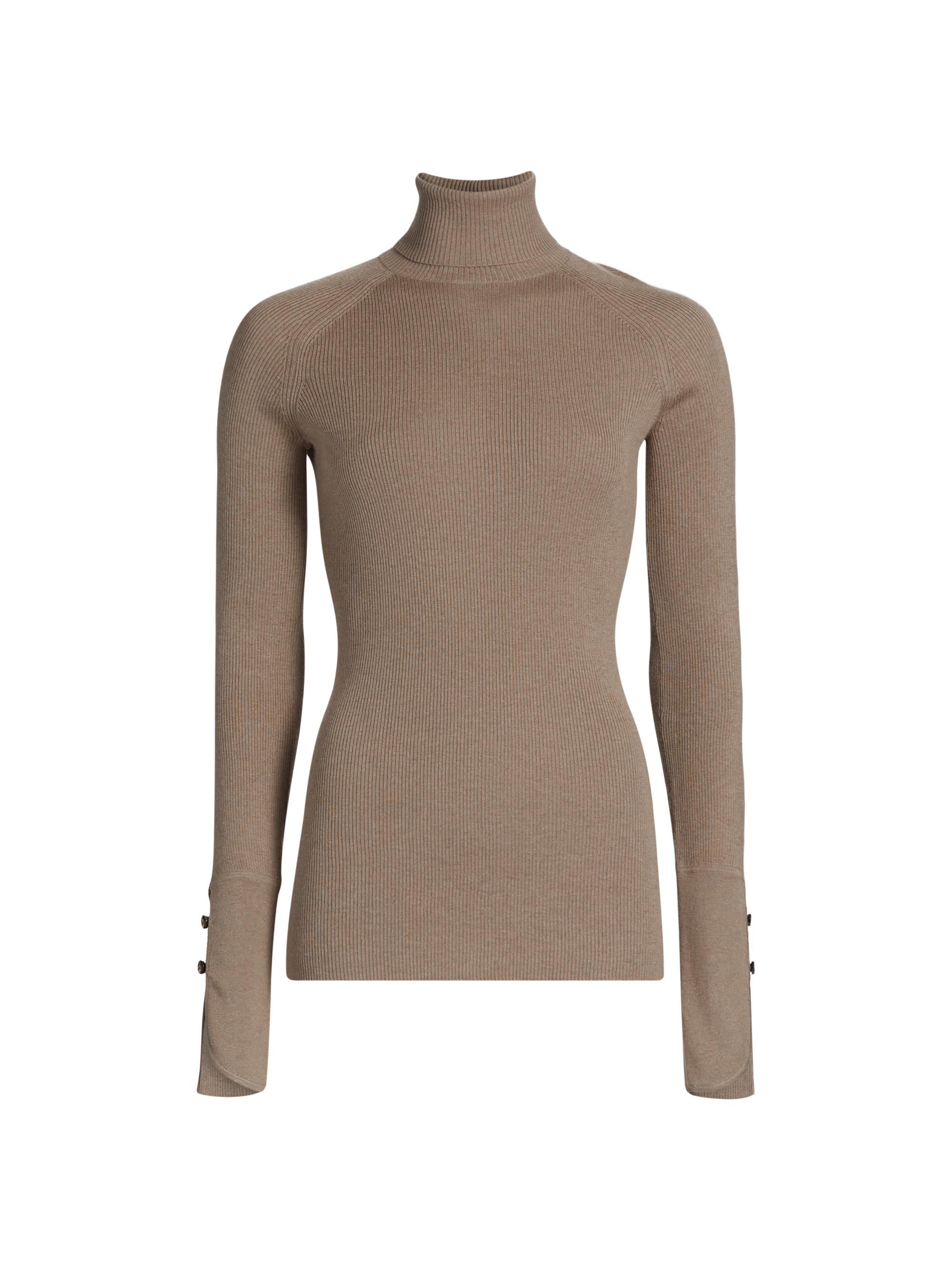 Proenza Schouler Women's Belle Silk Turtleneck Sweater - Taupe