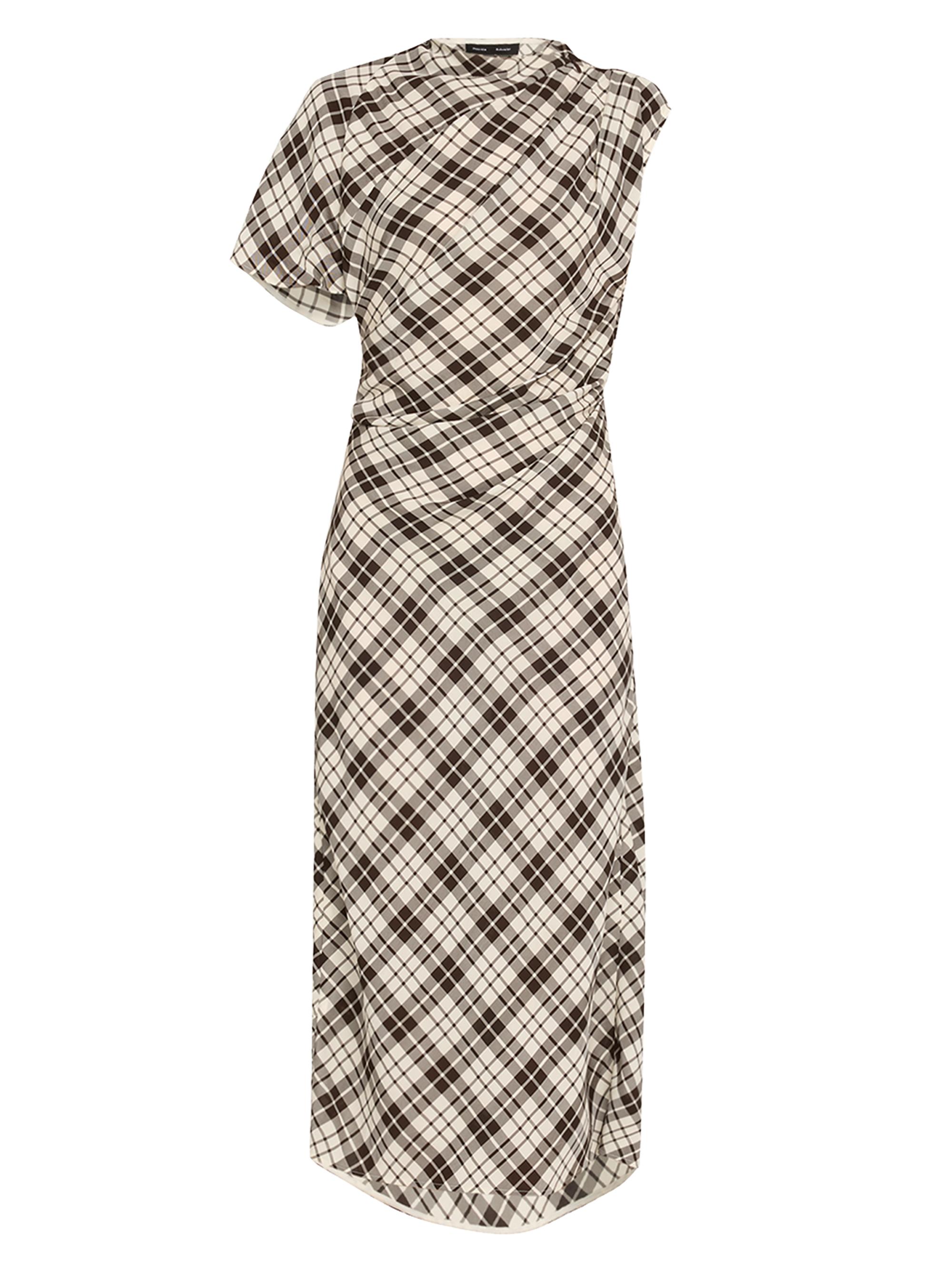Proenza Schouler Women's Check One-Sleeve Midi-Dress - Bark Multi