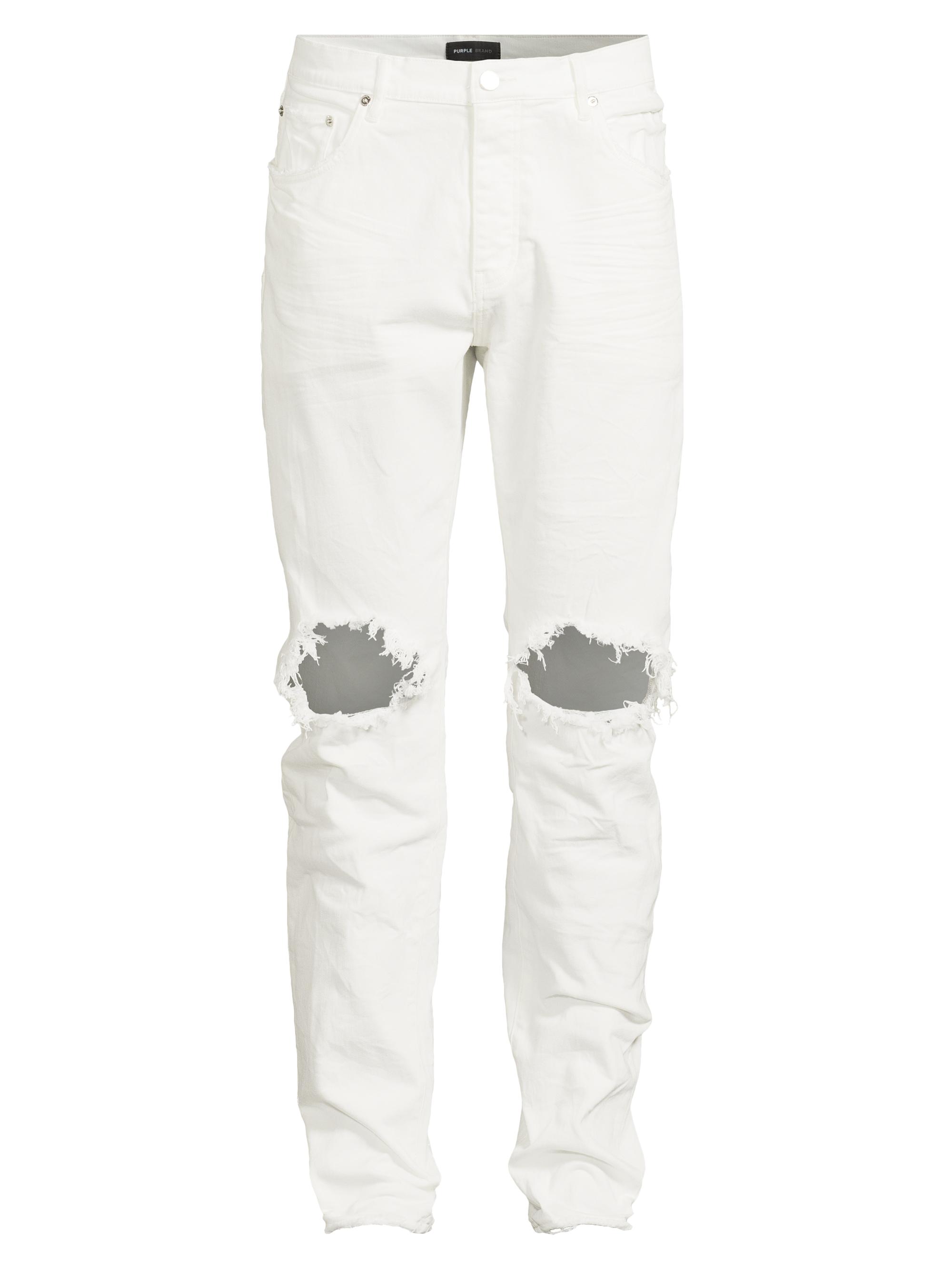 Purple Brand Men's Slash-Knee Skinny Jeans - White