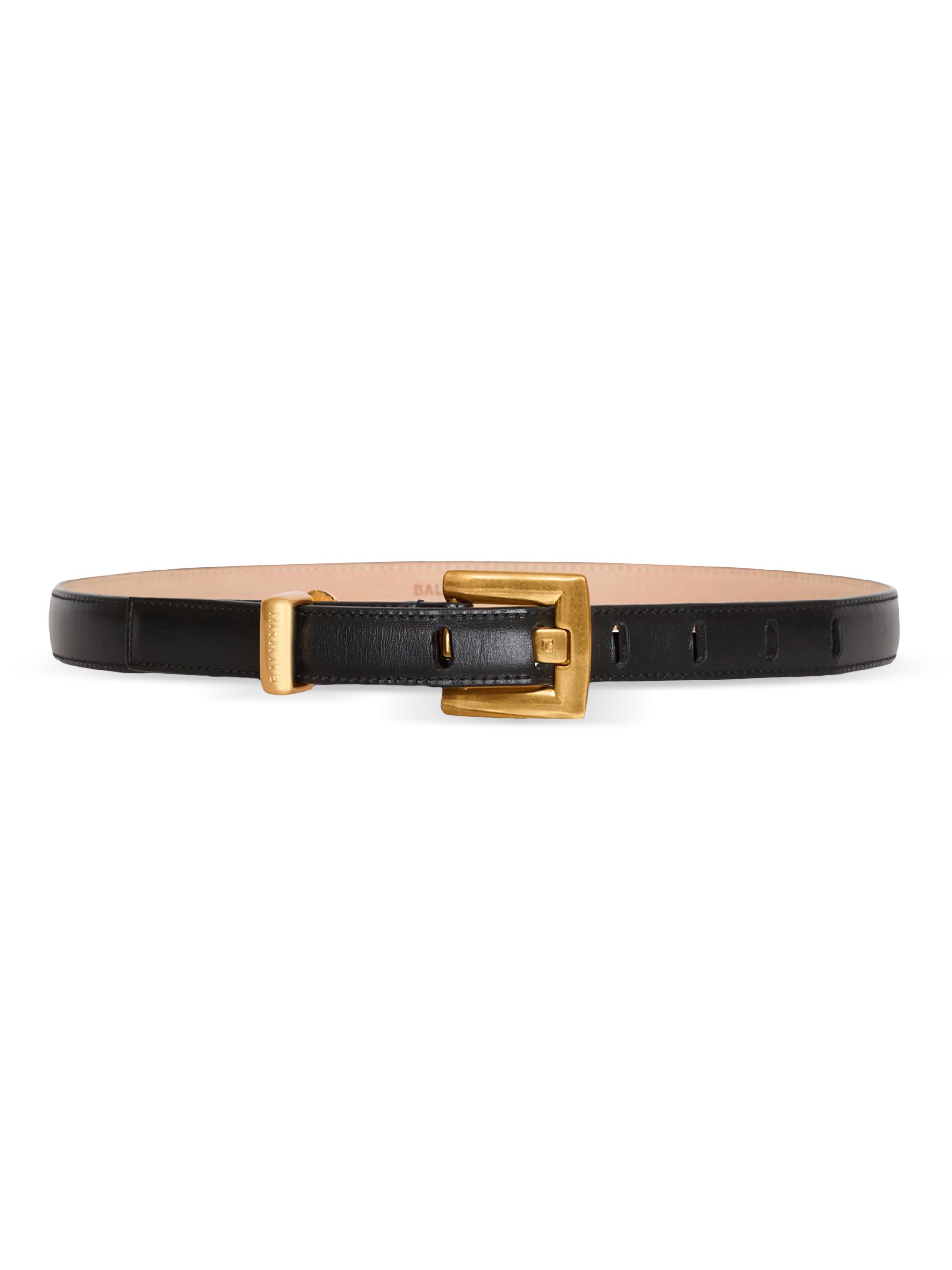 Balmain Women's Anthem Thin Leather Belt - Black
