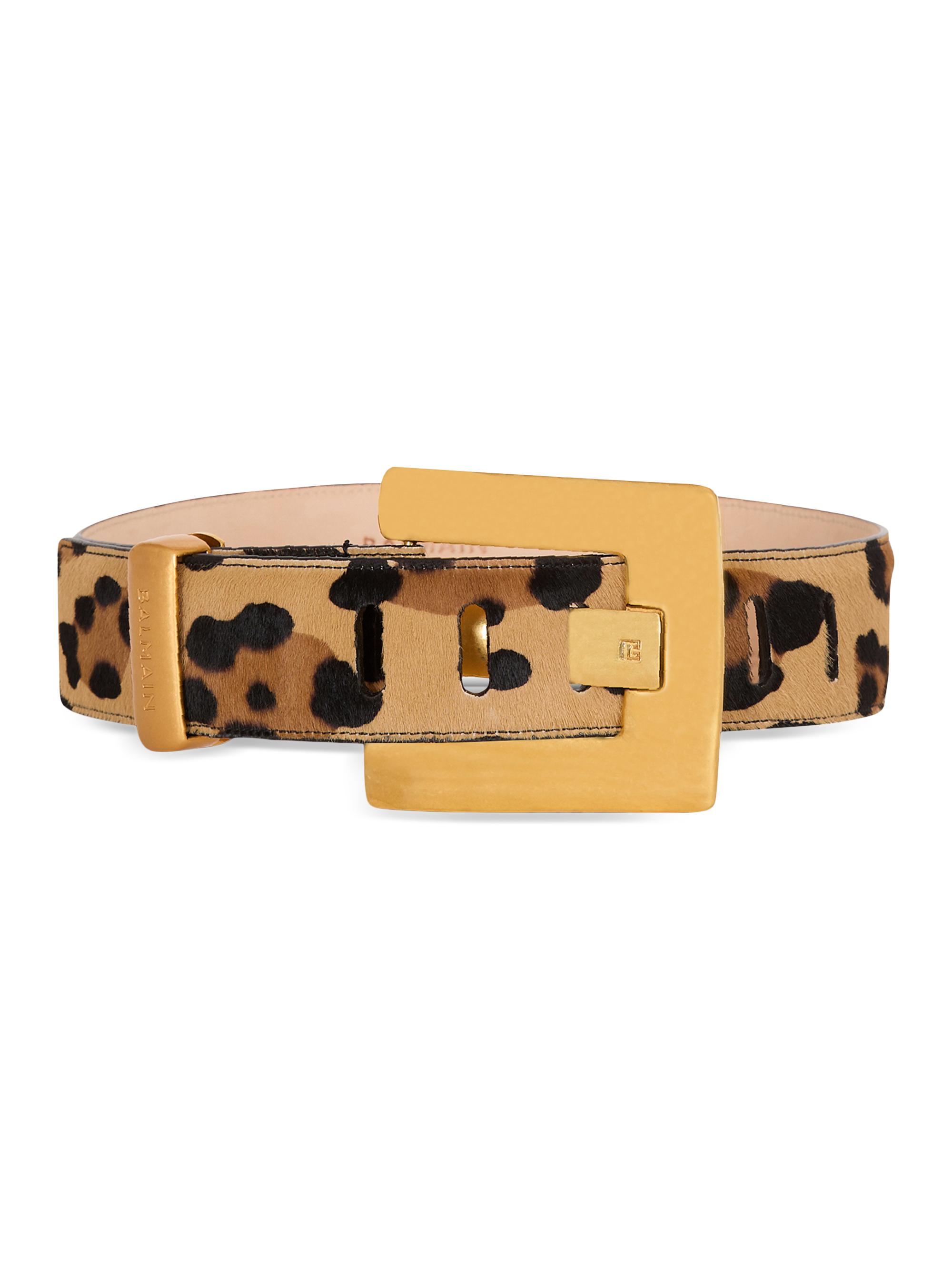 Balmain Women's Anthem Leopard Pony Hair Belt - Beige Black