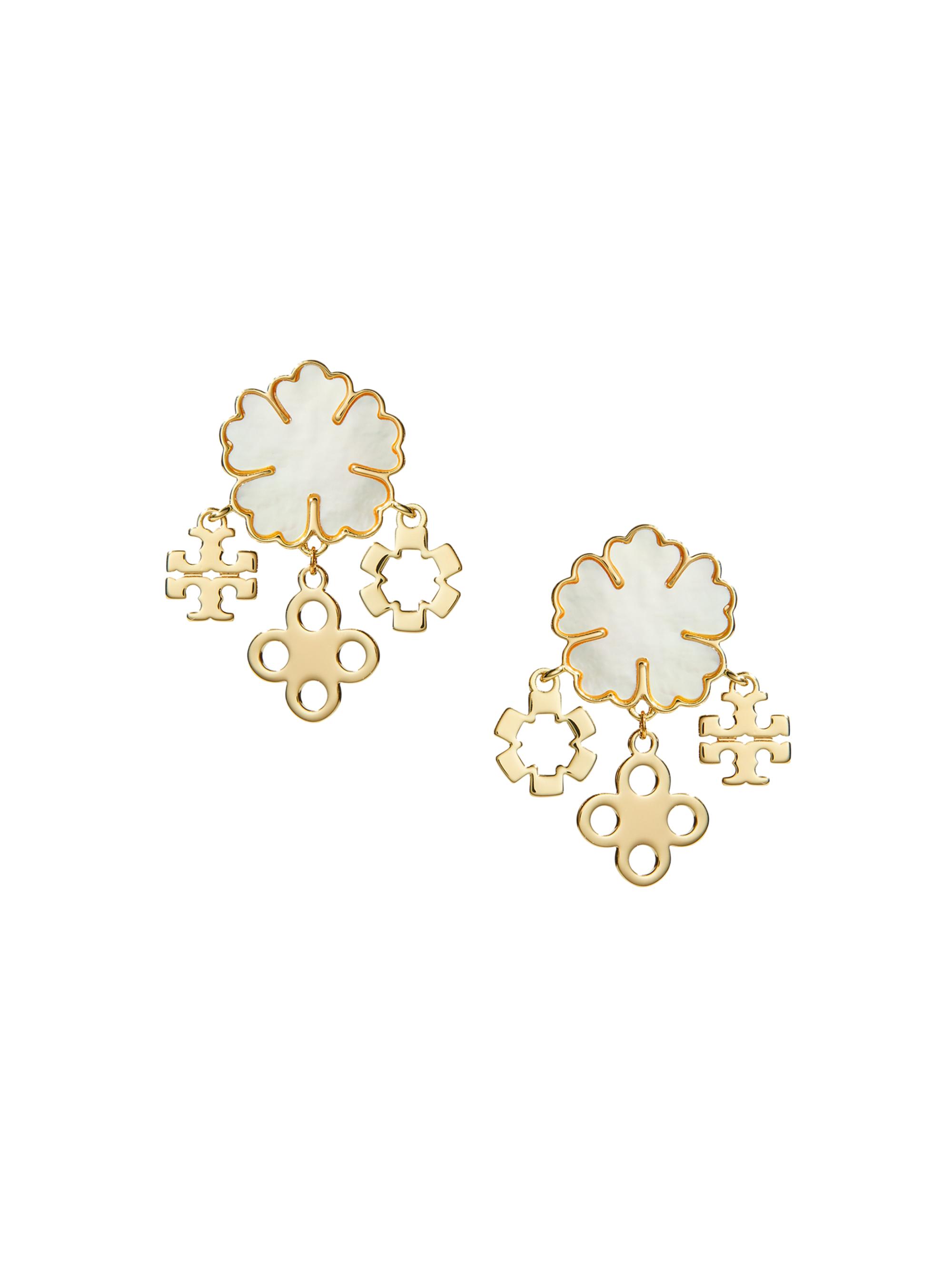 Tory Burch Women's Clover 18K-Gold-Plated & Mother-Of-Pearl Drop Earrings - Tory Gold Mother Of Pearl