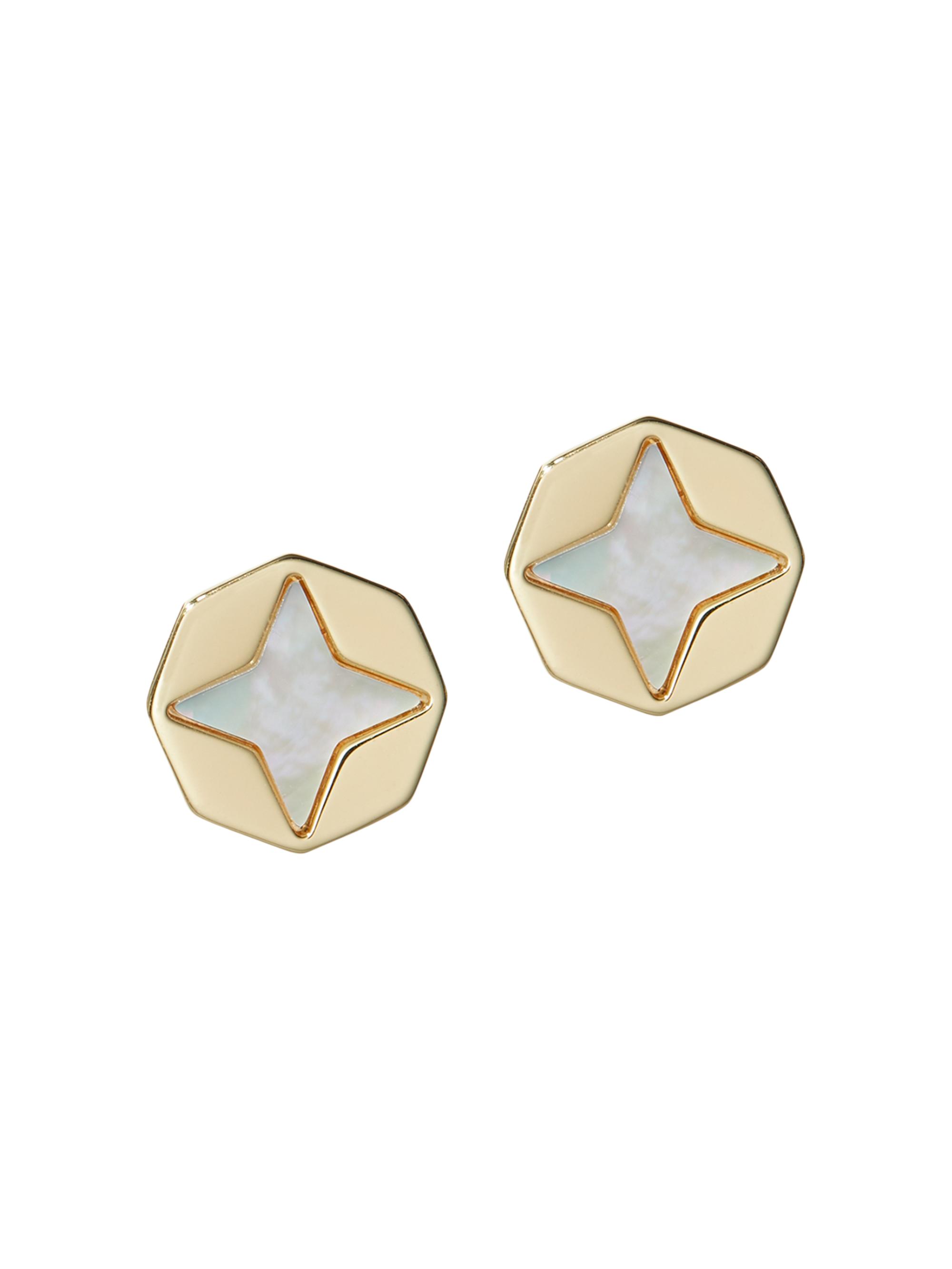 Tory Burch Women's 18K-Gold-Plated & Mother-Of-Pearl Octagonal Stud Earrings - Tory Gold Mother Of Pearl