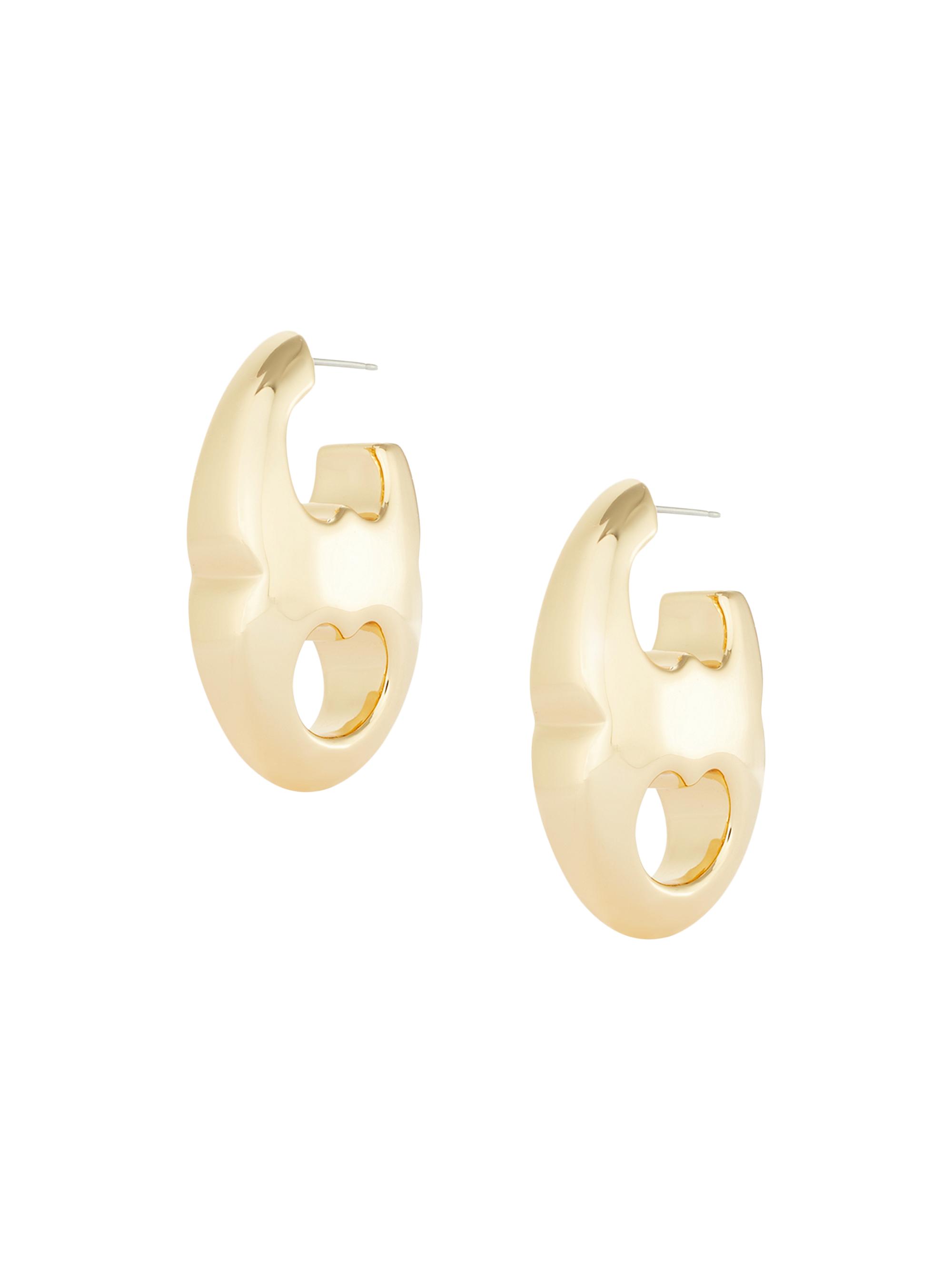 Tory Burch Women's Gemini 18K-Gold-Plated Oval Link Earrings - Light Brass
