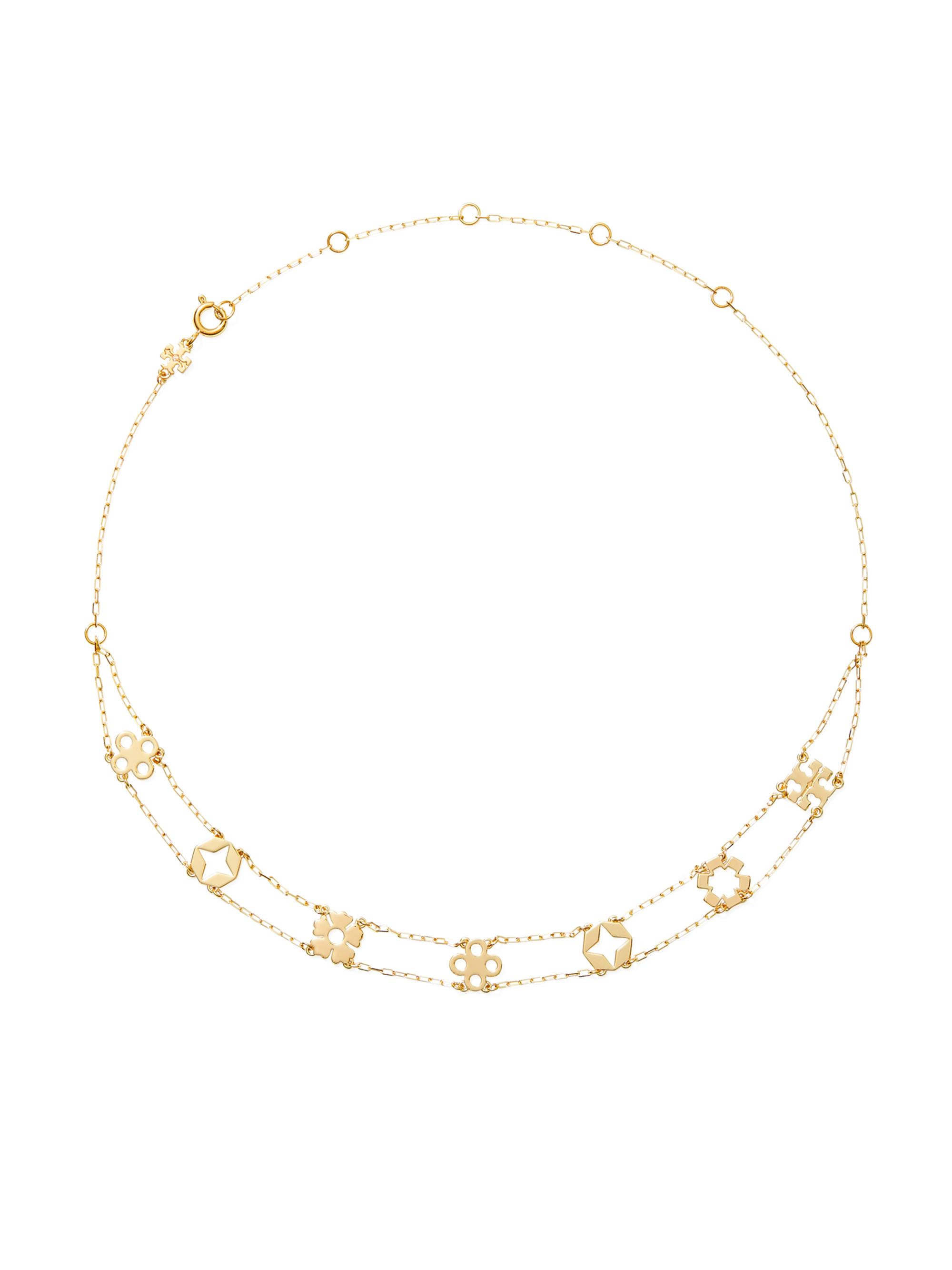 Tory Burch Women's 18K-Gold-Plated Double-Chain Charm Necklace - Tory Gold