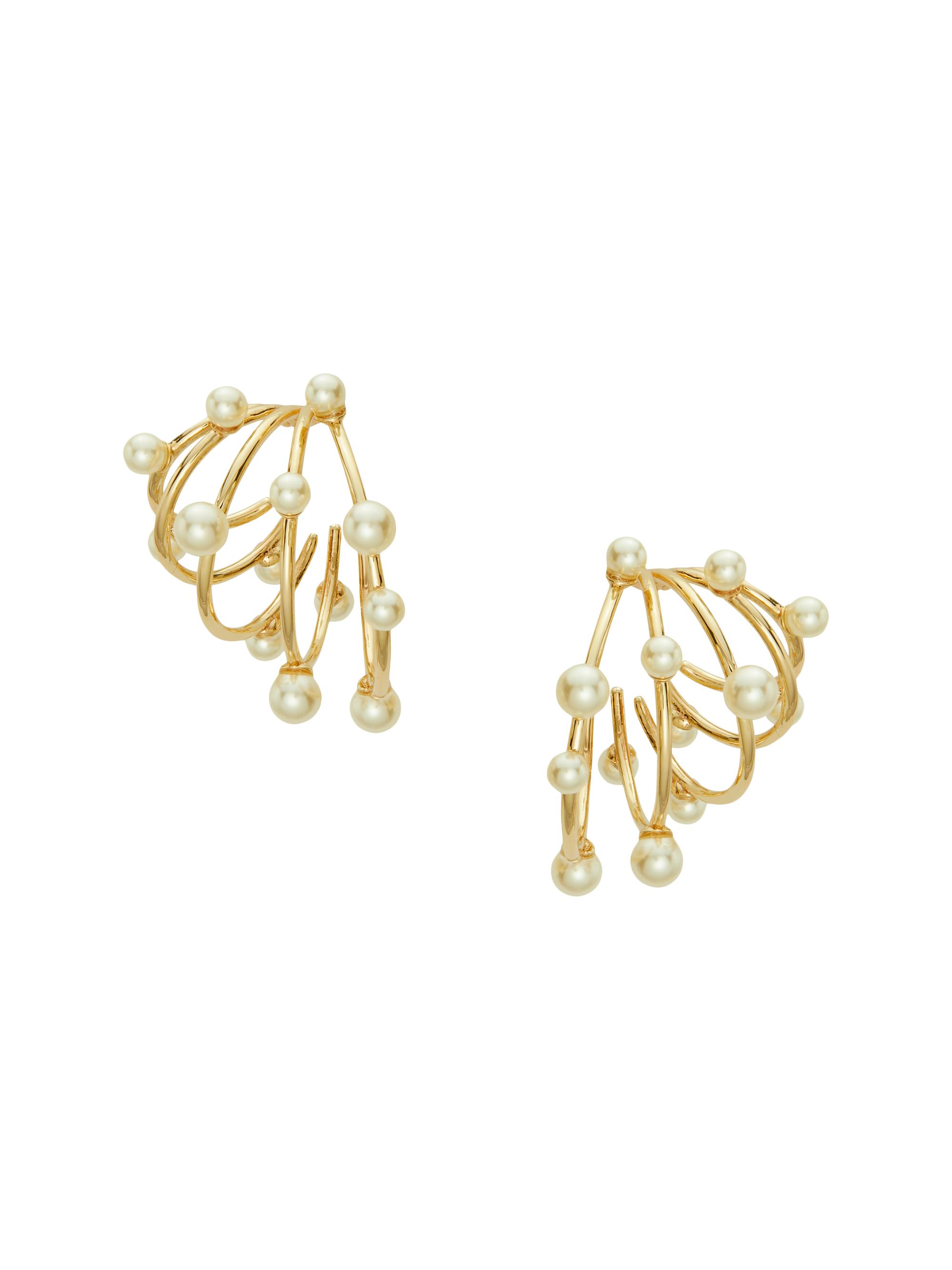 Tory Burch Women's 18K-Gold-Plated & Imitation Pearl Multi-Hoop Earrings - Tory Gold Pearl
