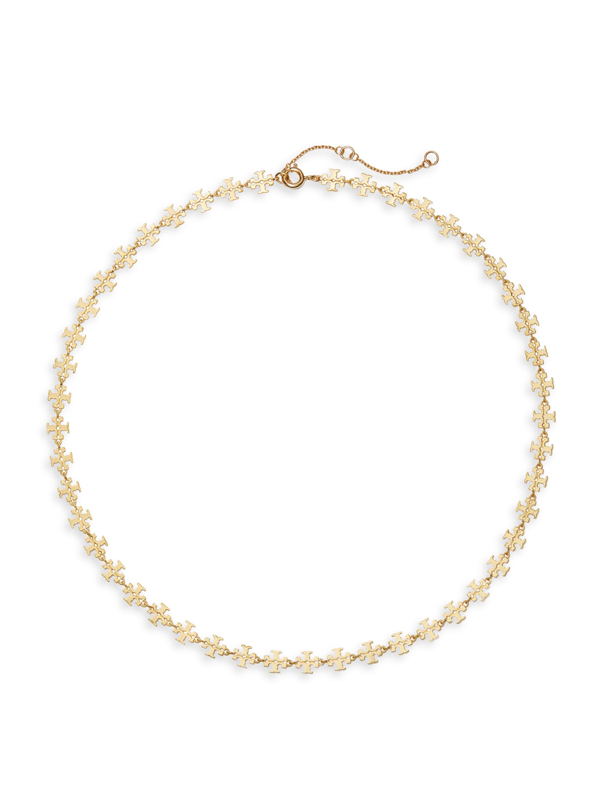 Tory Burch Women's Kira 18K-Gold-Plated Logo Chain Necklace - Tory Gold