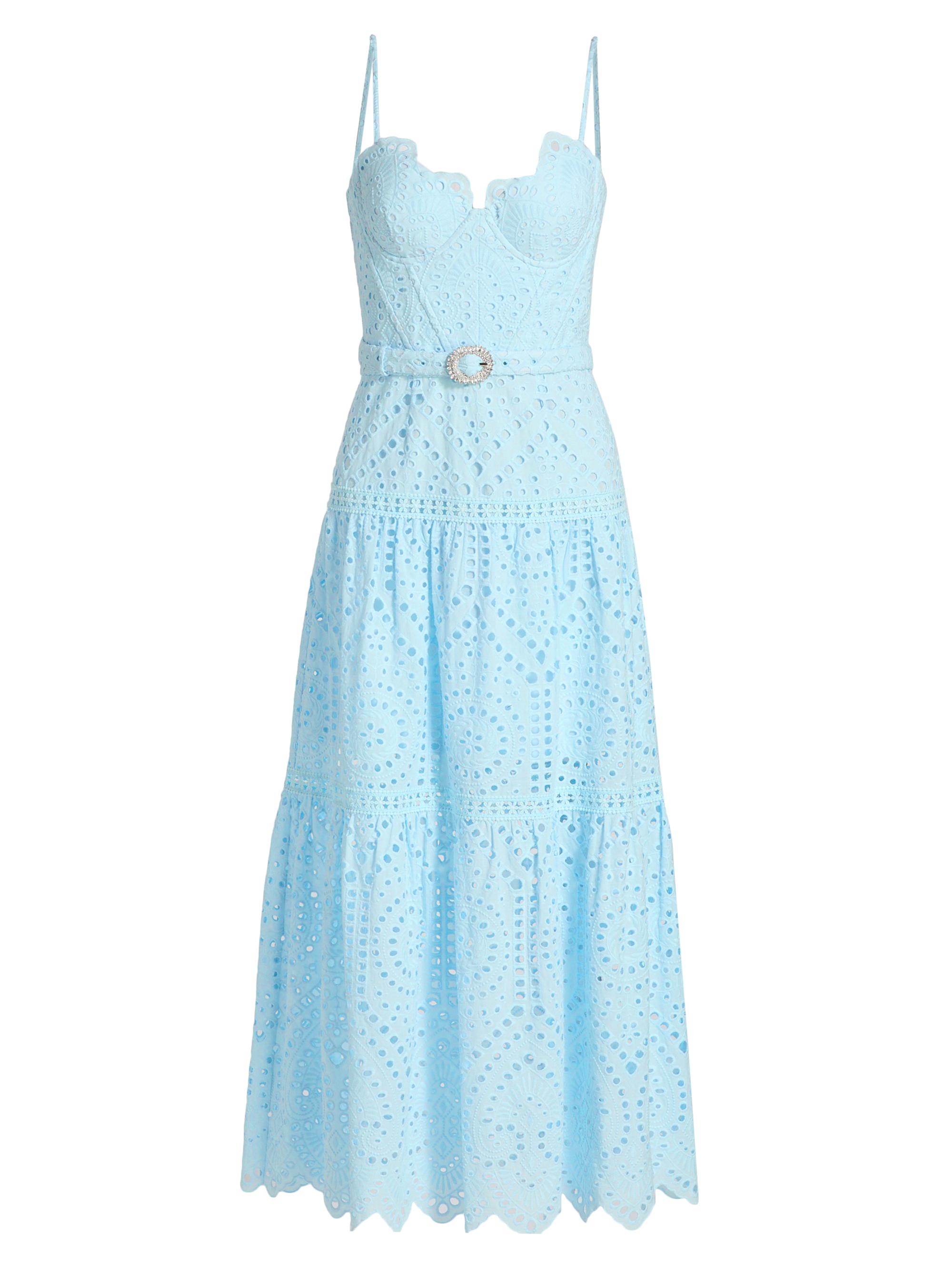 knee length dresses for ladies Rachel Riley Eyelet Maxi Dress in White at Nordstrom, Size 12 UK main image 1