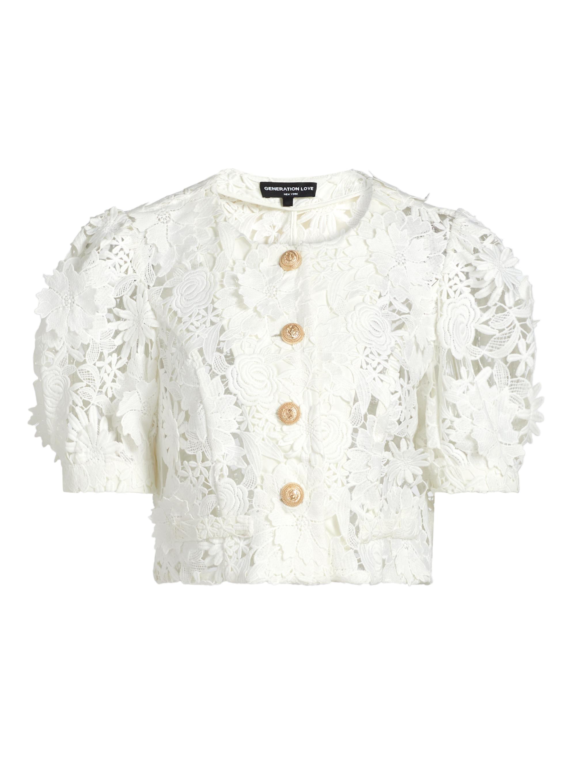 Generation Love Women's Joanie 3D Lace Jacket - White
