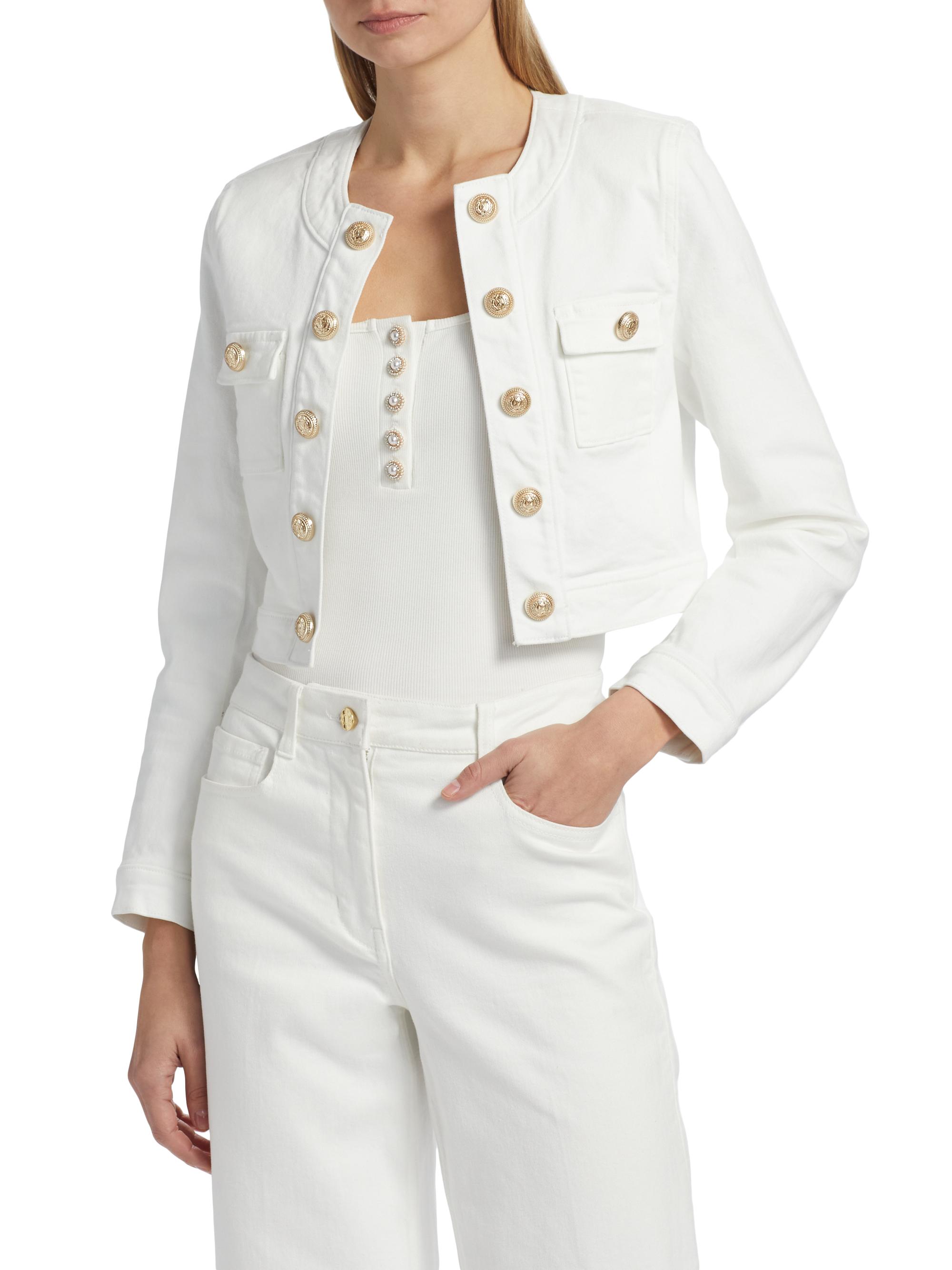 ジャケット・アウター gold button collarless denim jacket Gold Button Denim Jacket, Dark - New Arrivals - The Blue