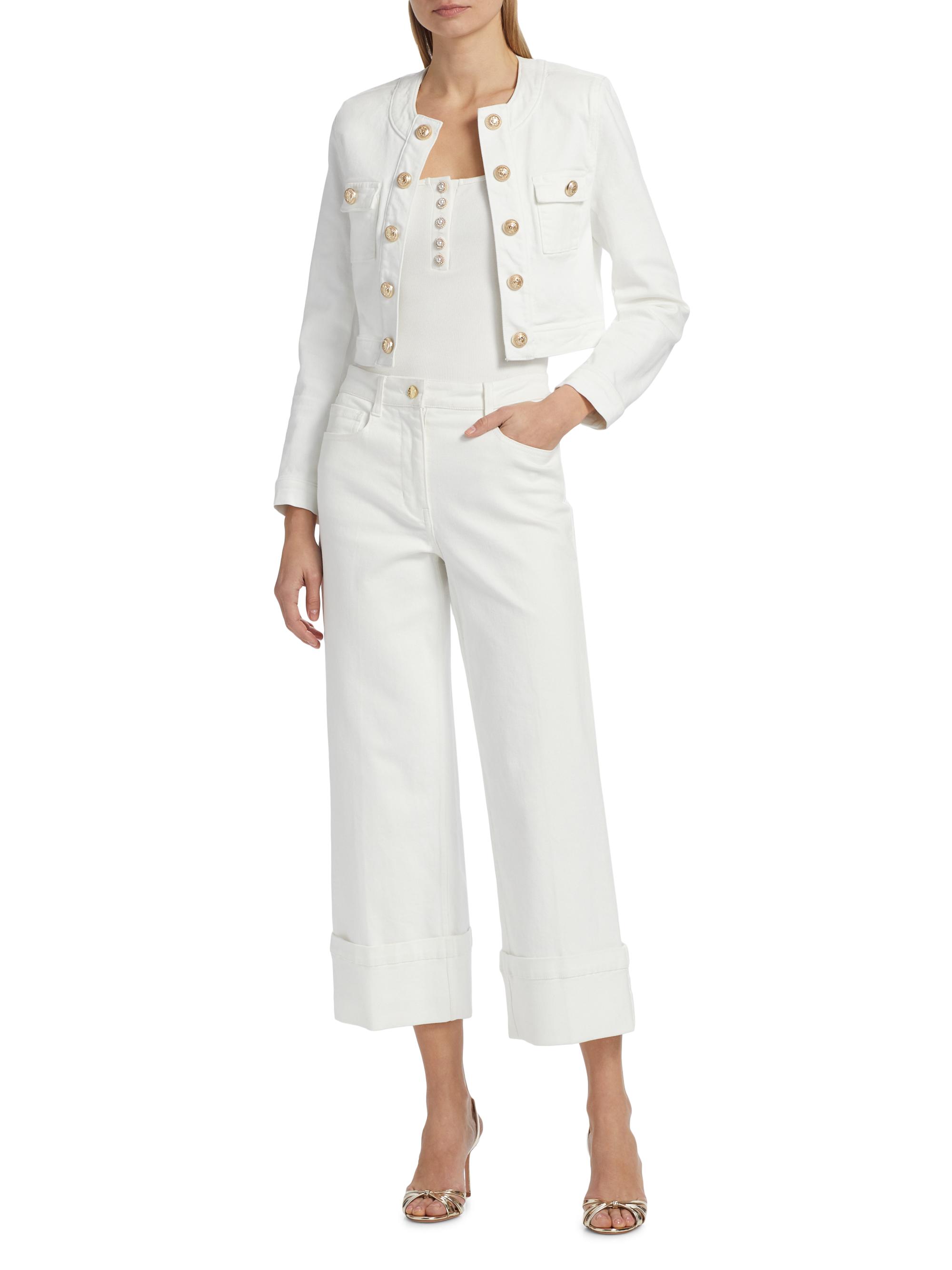 Generation Love Valentina Stretch Denim Collarless Crop Jacket