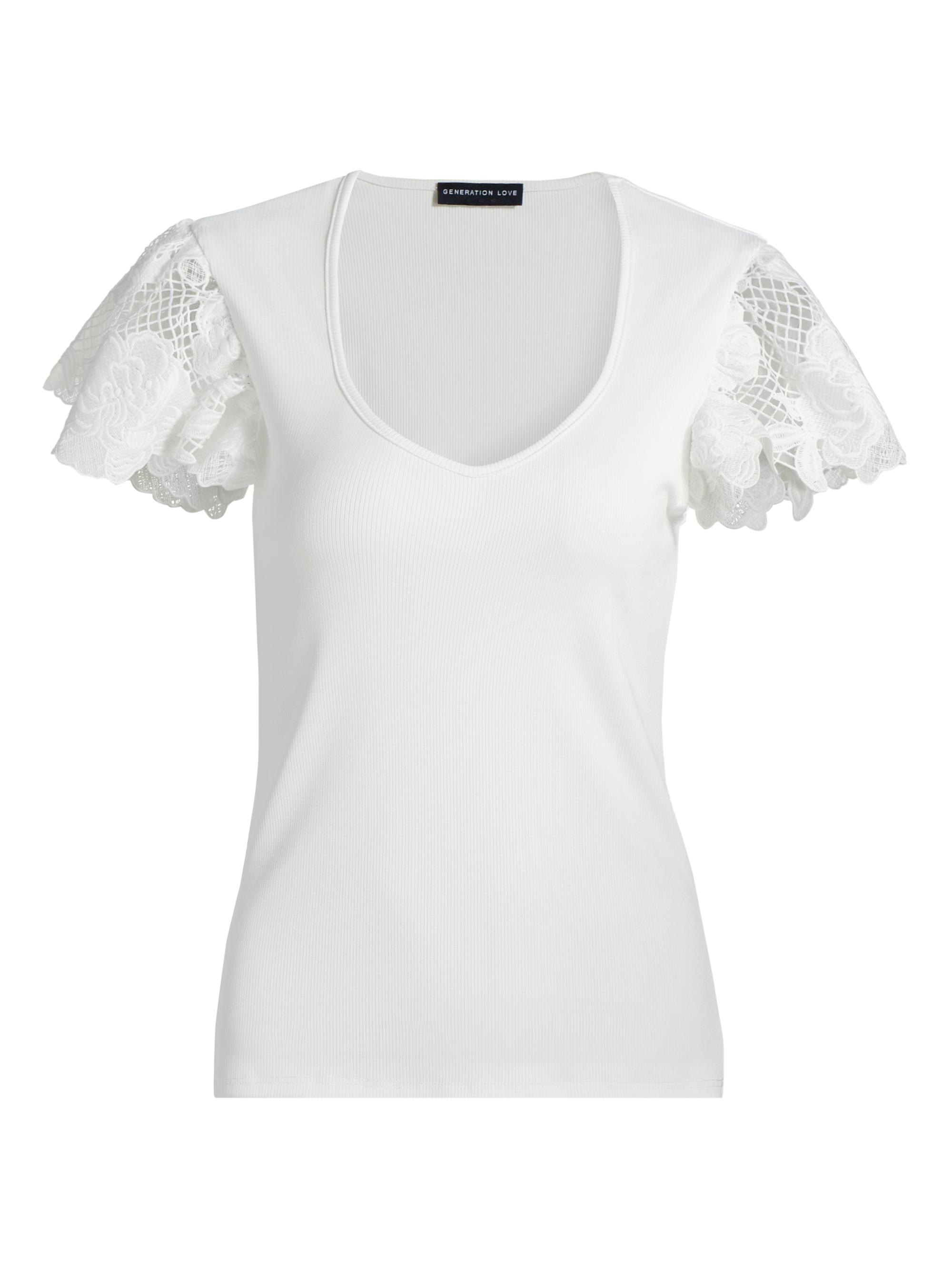 Generation Love Women's Kika Jersey Lace Sweetheart T-Shirt - White