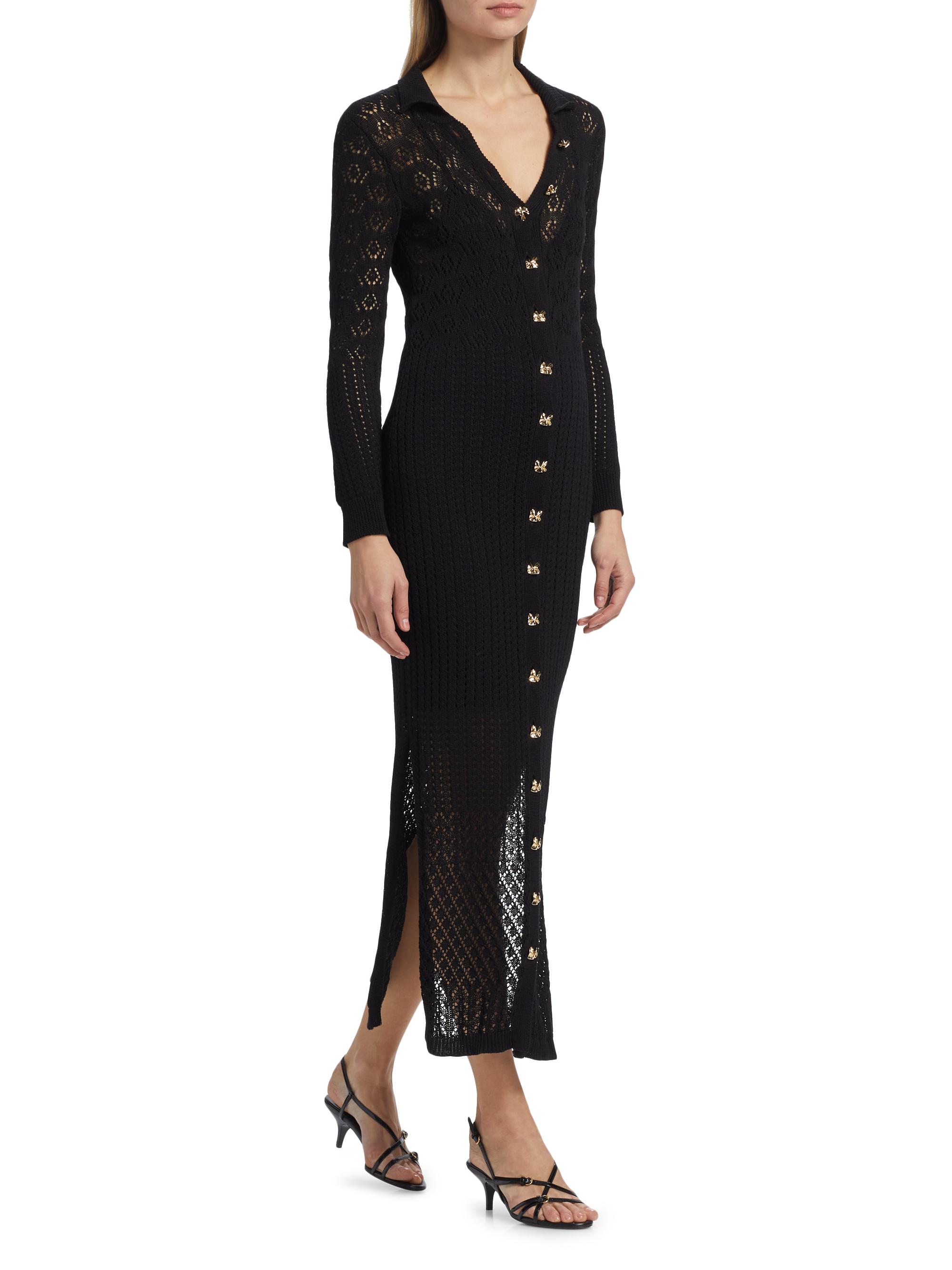 Eleni Pointelle Knit Dress in Black | Generation Love XL / Black