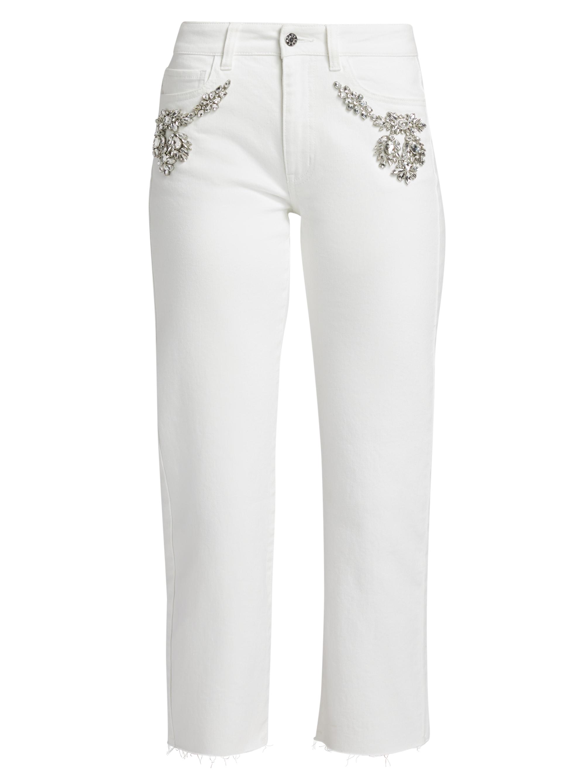 Generation Love Women's Carolyn Crystal-Embellished Crop Jeans - White