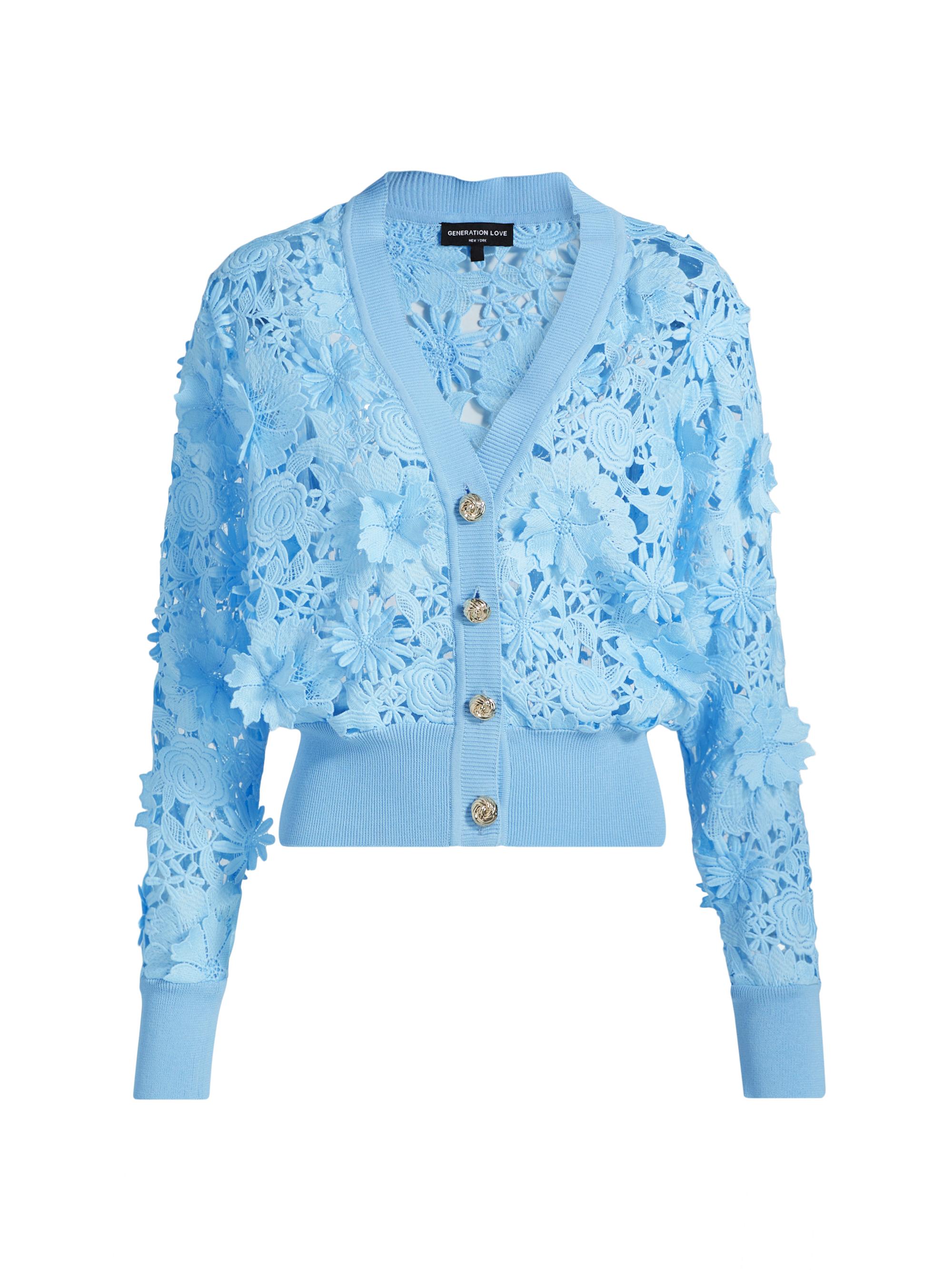 Generation Love Harlow Floral Lace Appliqué Cardigan | Saks Fifth