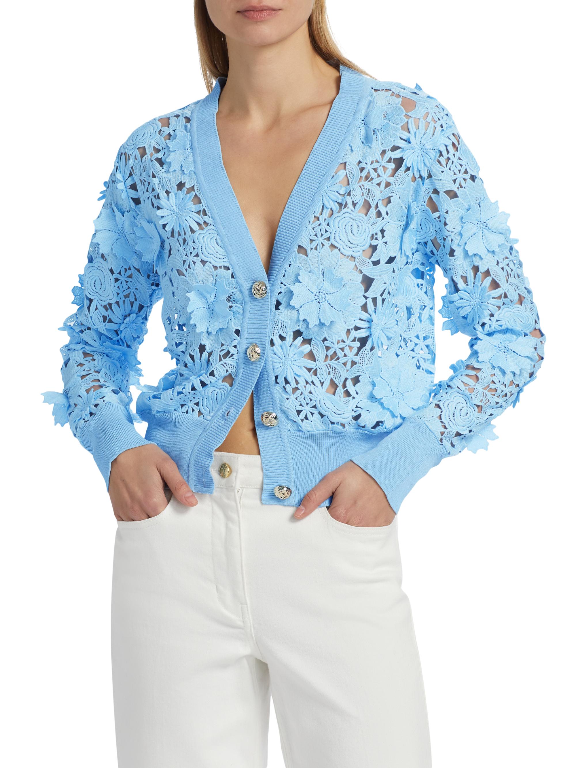 Generation Love Harlow Floral Lace Appliqué Cardigan | Saks Fifth