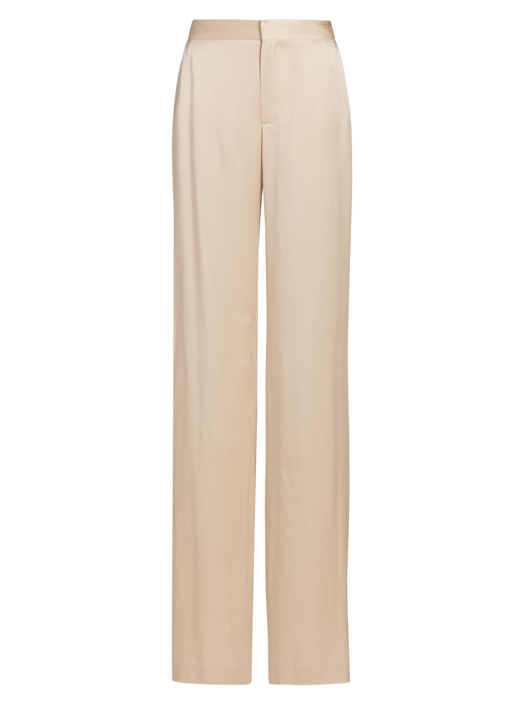 LaPointe Women's Satin High-Rise Trousers - Ecru