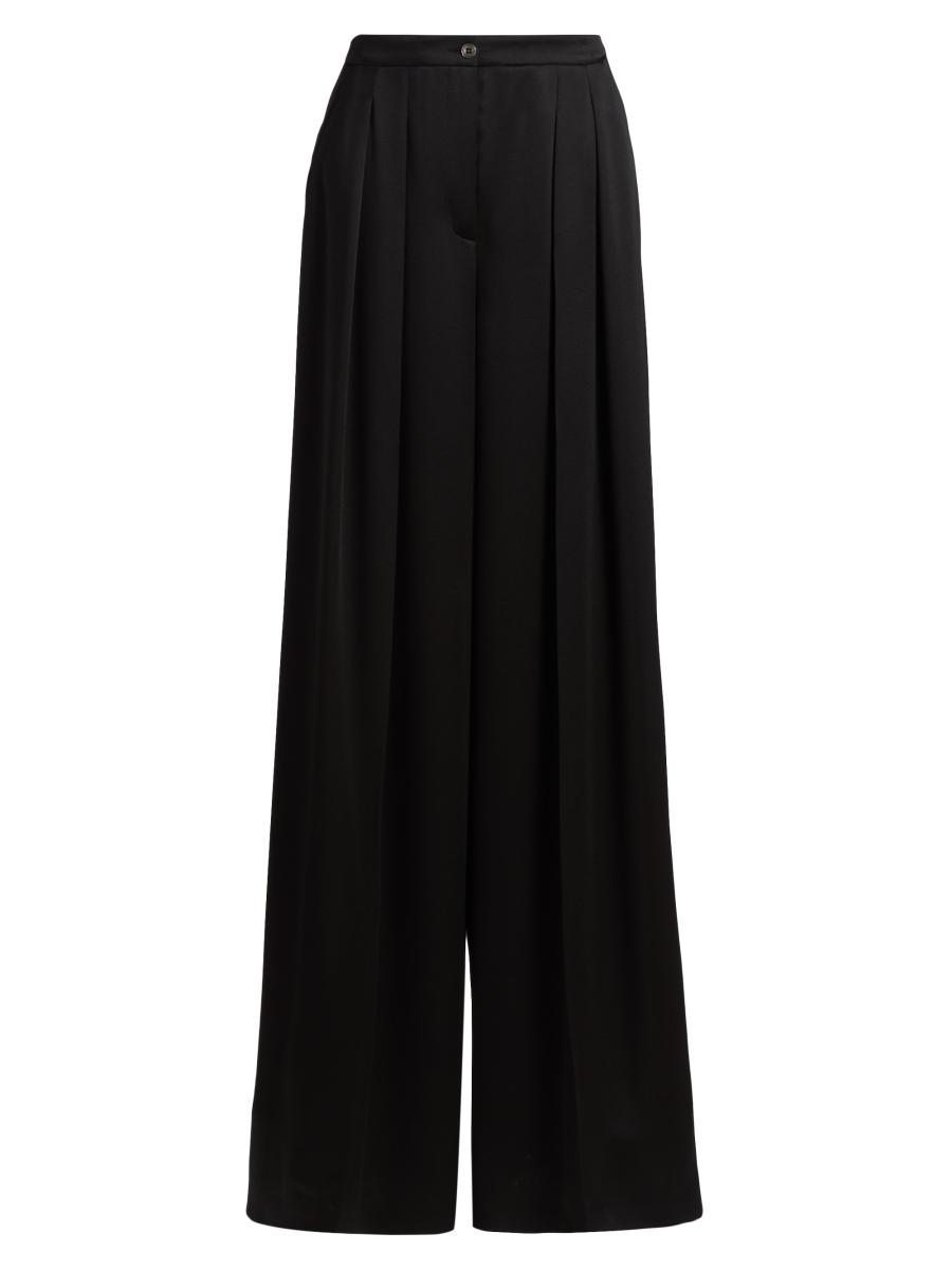Michael Kors Women's Hammered Satin High-rise Palazzo Pants In Black