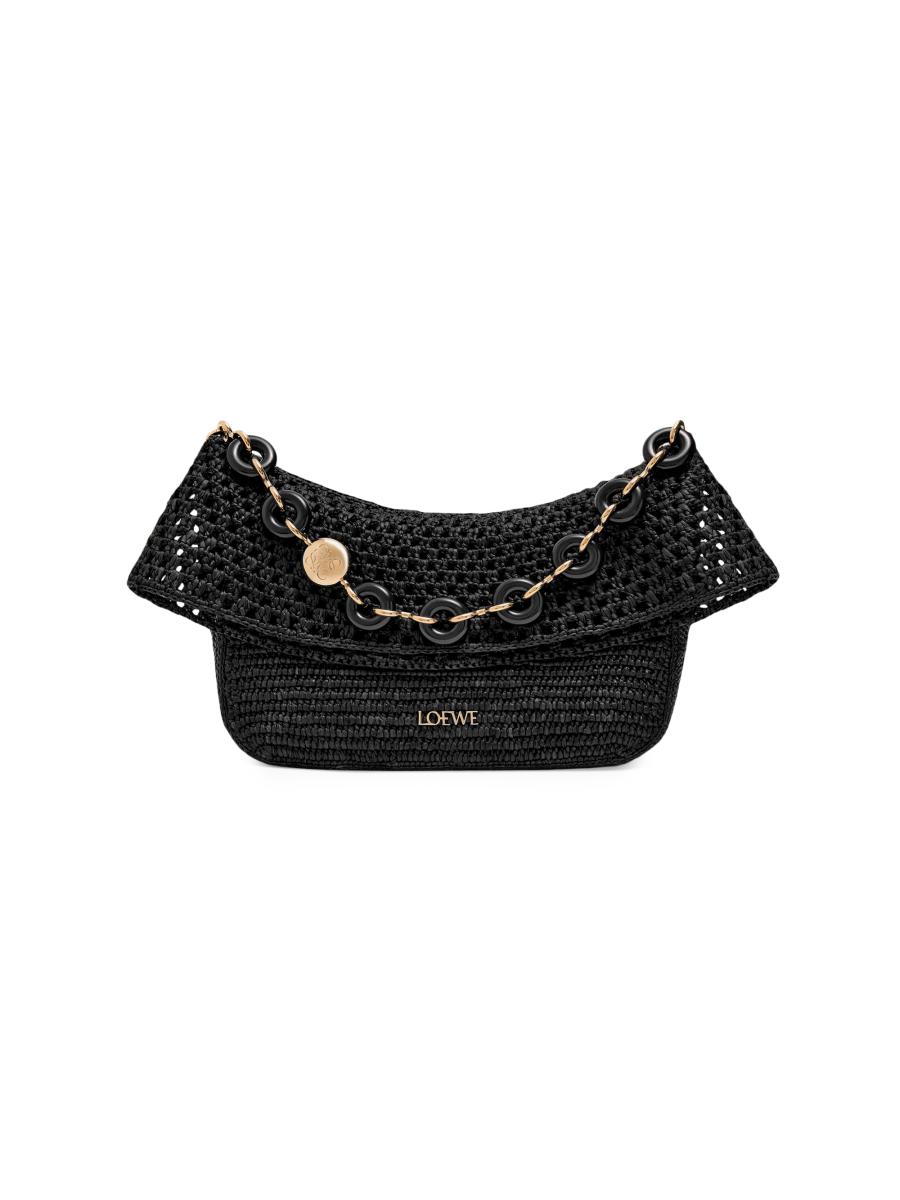 Loewe Women's  X Paula's Ibiza Small Ola Raffia & Leather Shoulder Bag In Black