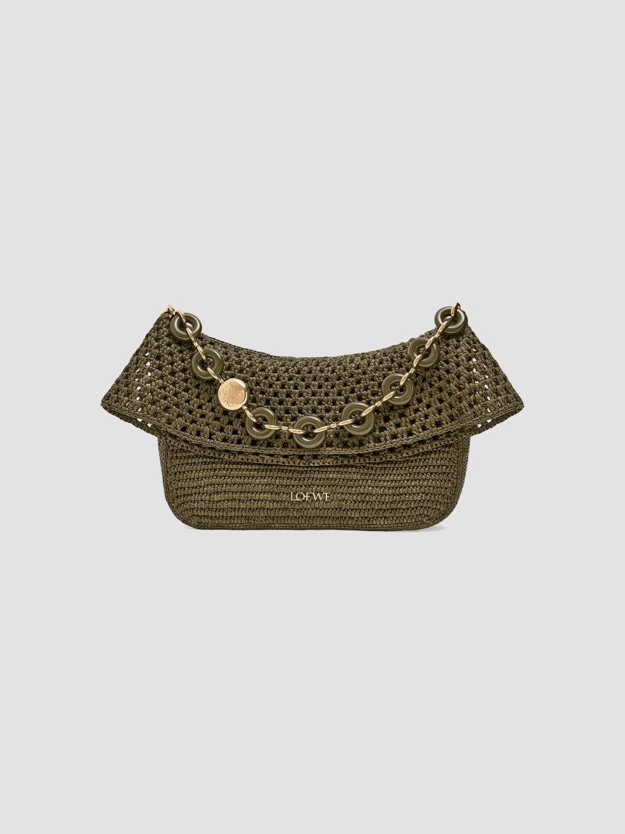 Loewe Women's  X Paula's Ibiza Small Ola Raffia & Leather Shoulder Bag In Green