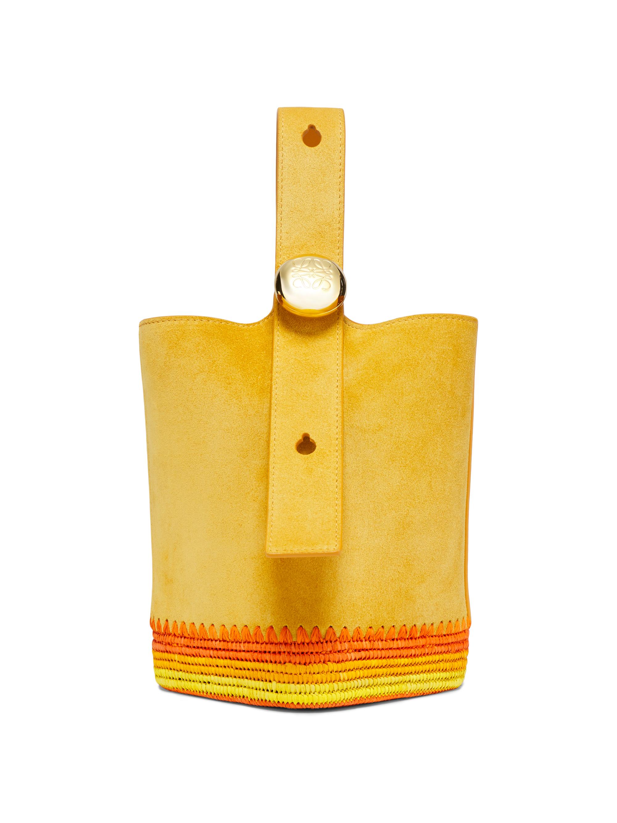 LOEWE Women's  x Paula's Ibiza Mini Pebble Suede & Raffia Bucket Bag - Yellow