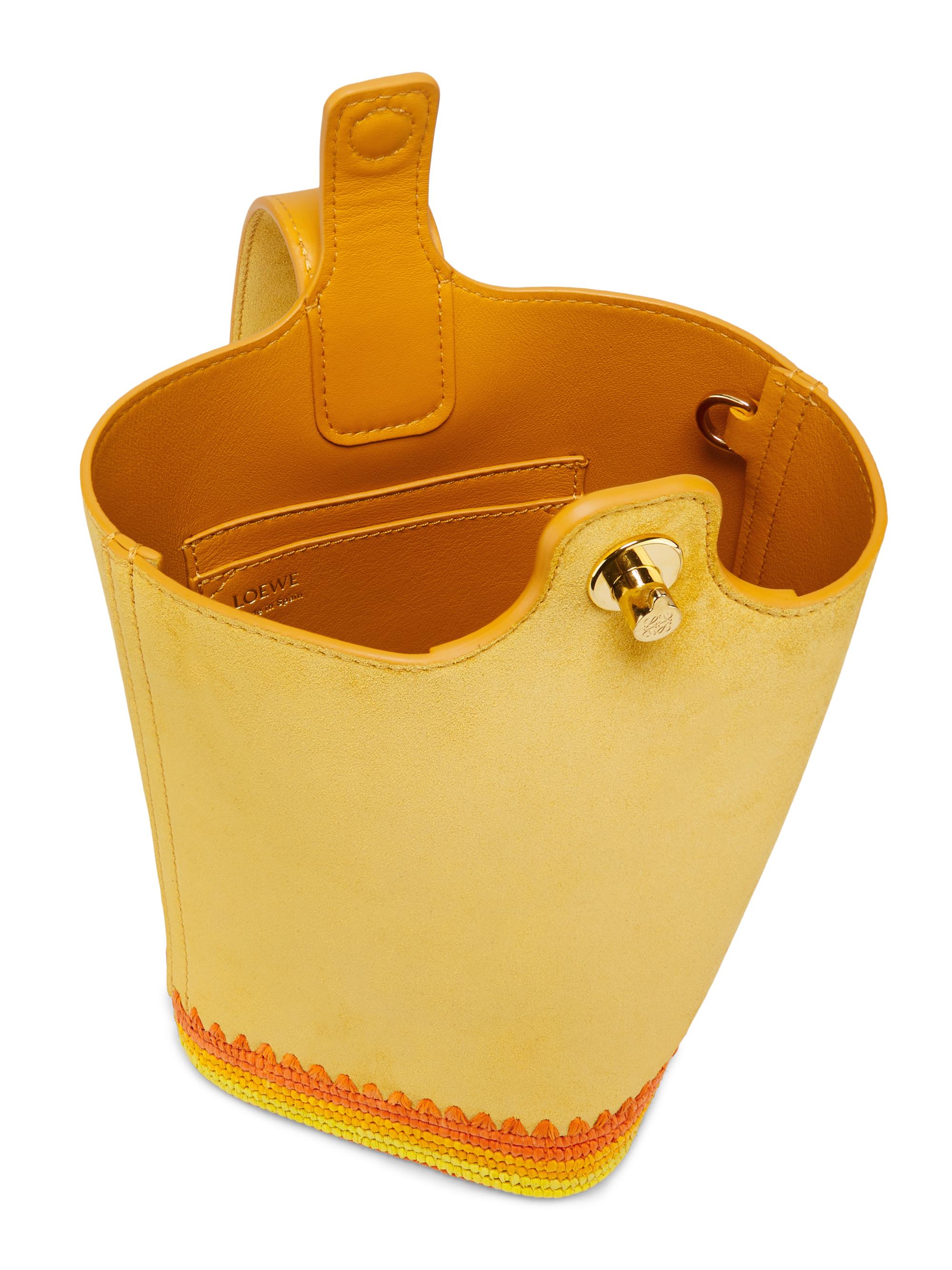 LOEWE LOEWE x Paula's Ibiza Mini Pebble Suede & Raffia Bucket Bag