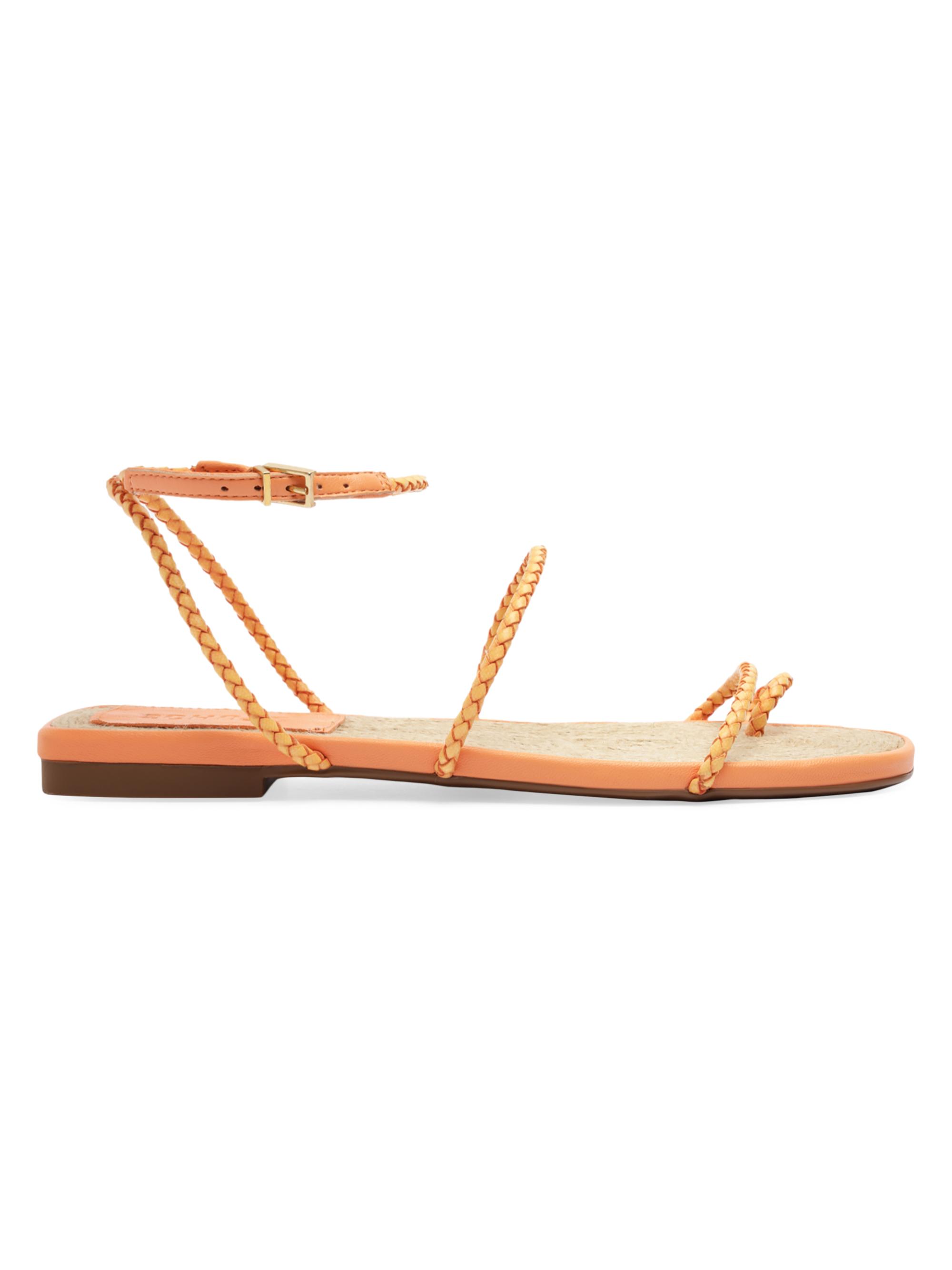 Schutz Women's Kaya Straw Flat Sandals - Coral Sand