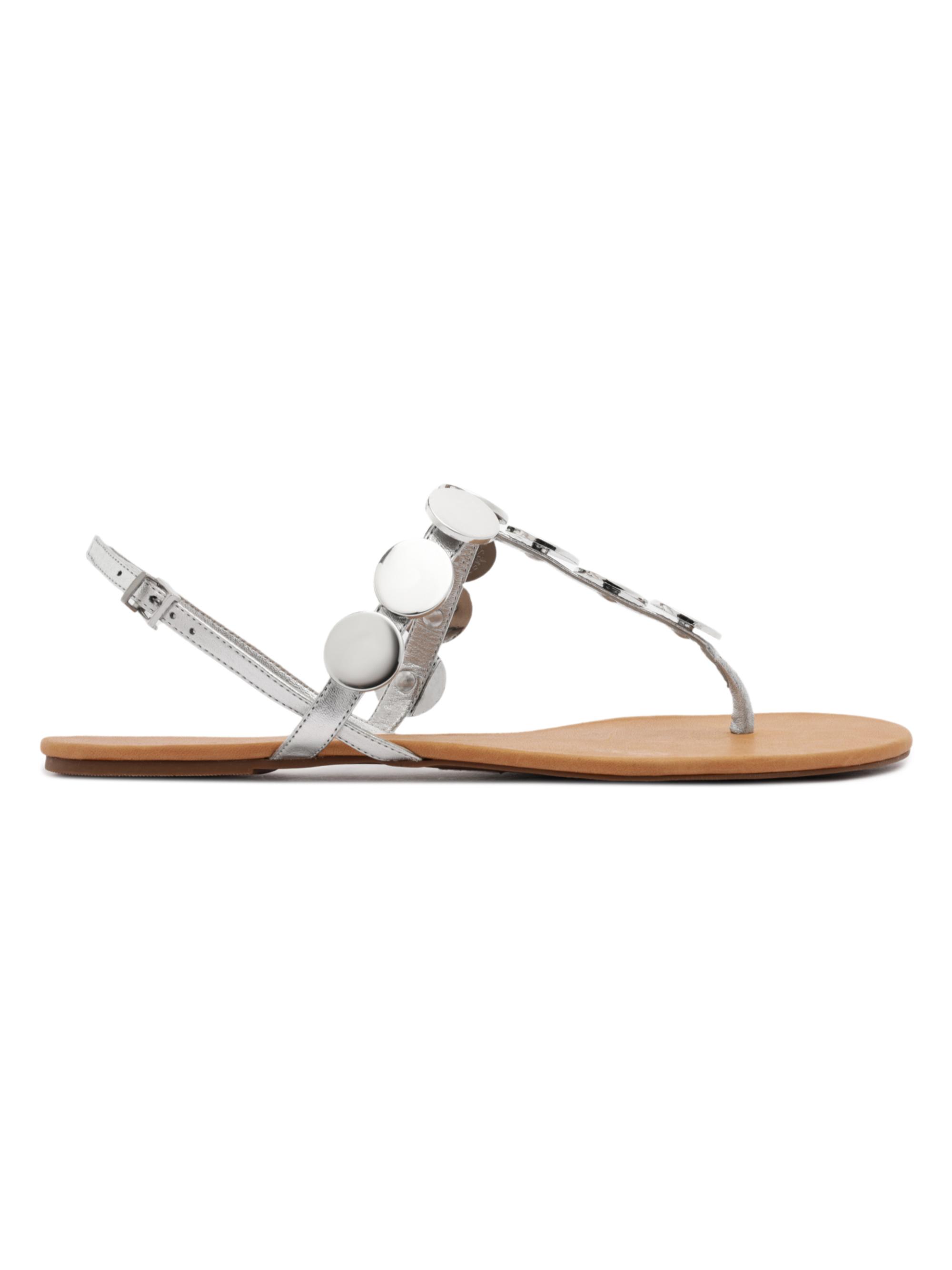 Schutz Women's Acacia Metallic Leather T-Strap Sandals - Platina