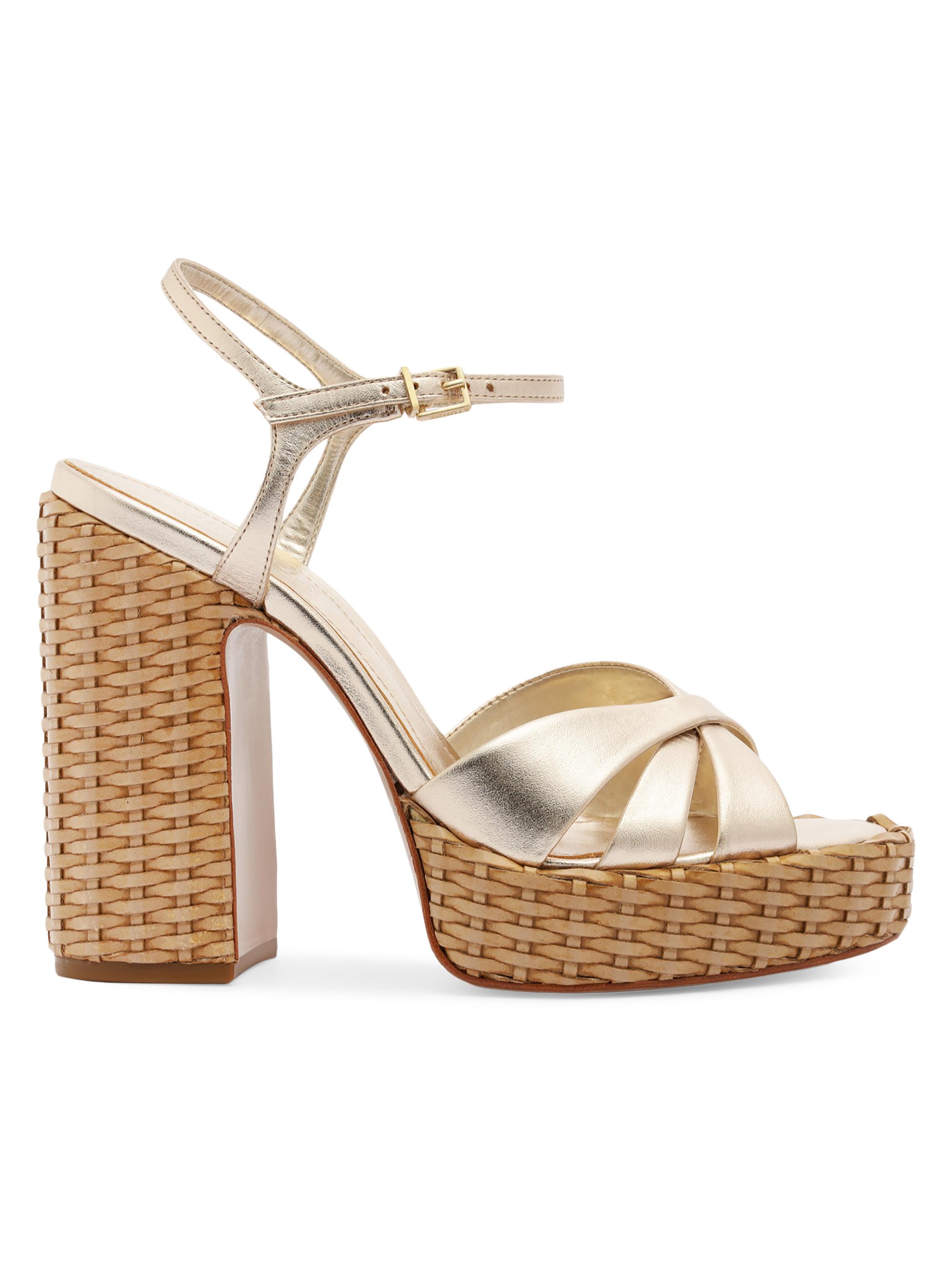 Schutz Women's Keefa Straw 133MM Platform Sandal - Platina