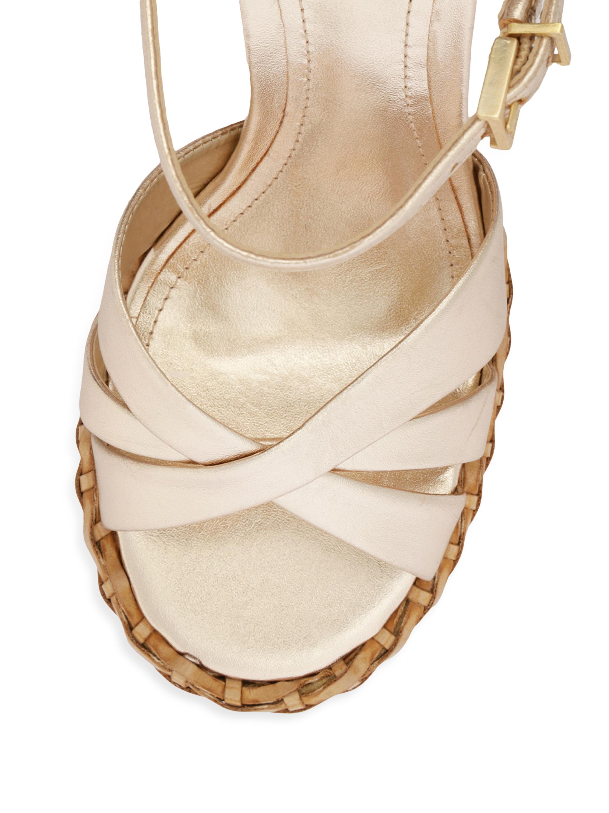 粉吹手　掛花 Schutz Keefa Straw 133MM Platform Sandal | Saks Fifth Avenue