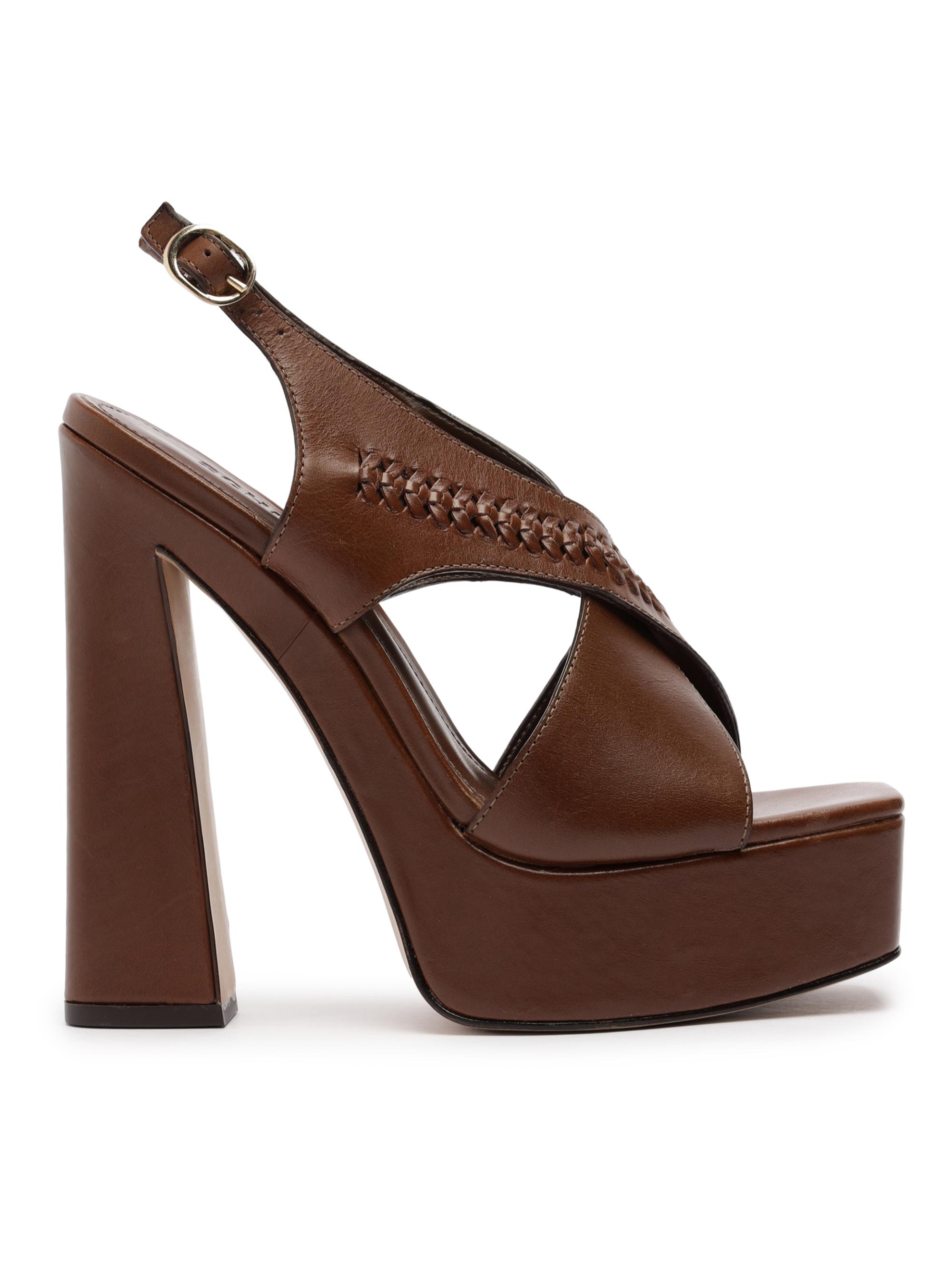 Schutz Women's Blake Leather 150MM Platform Sandals - Desert Brown