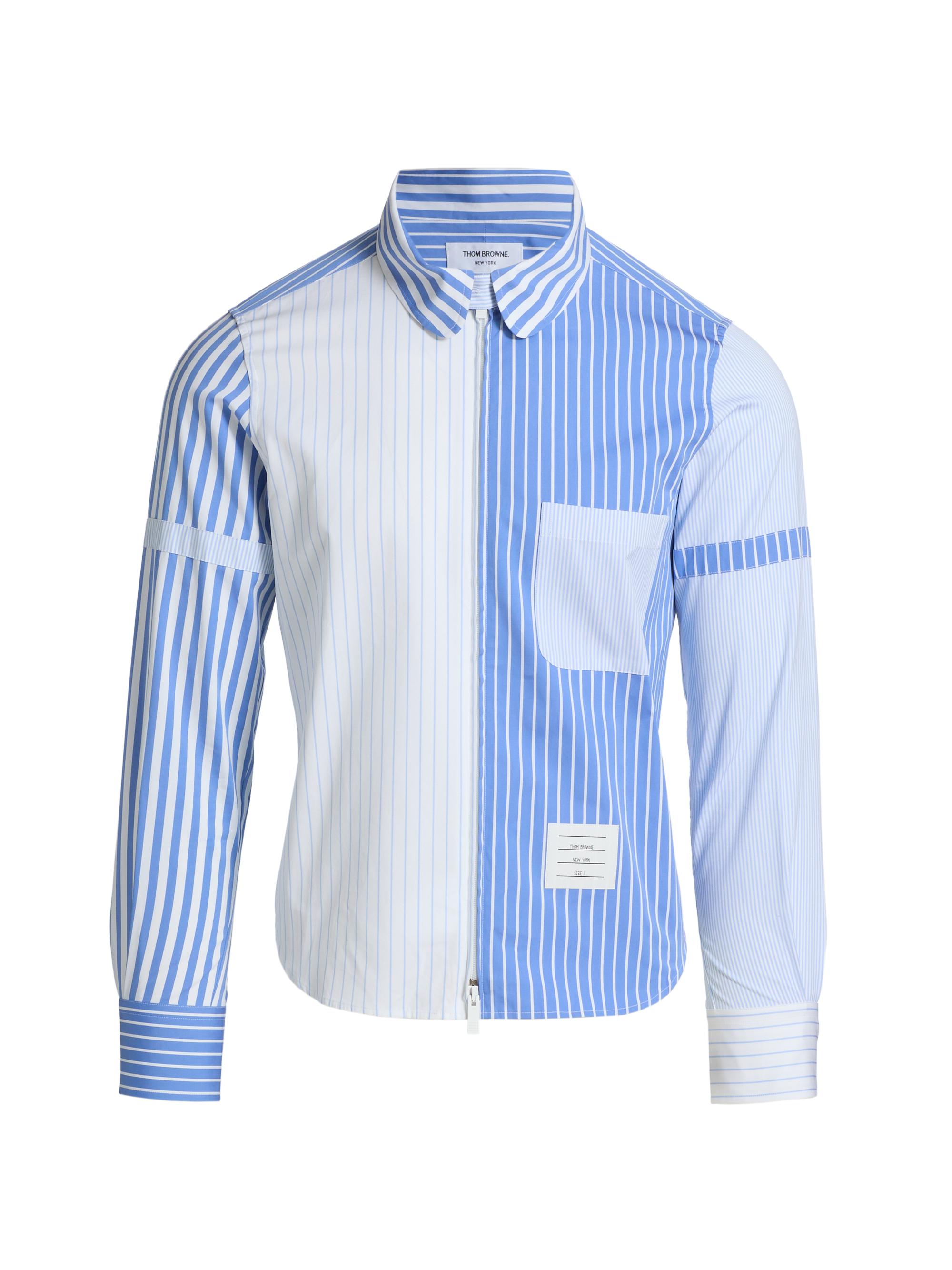 Thom Browne Multi-Pinstriped Poplin Zip Shirt | Saks Fifth Avenue