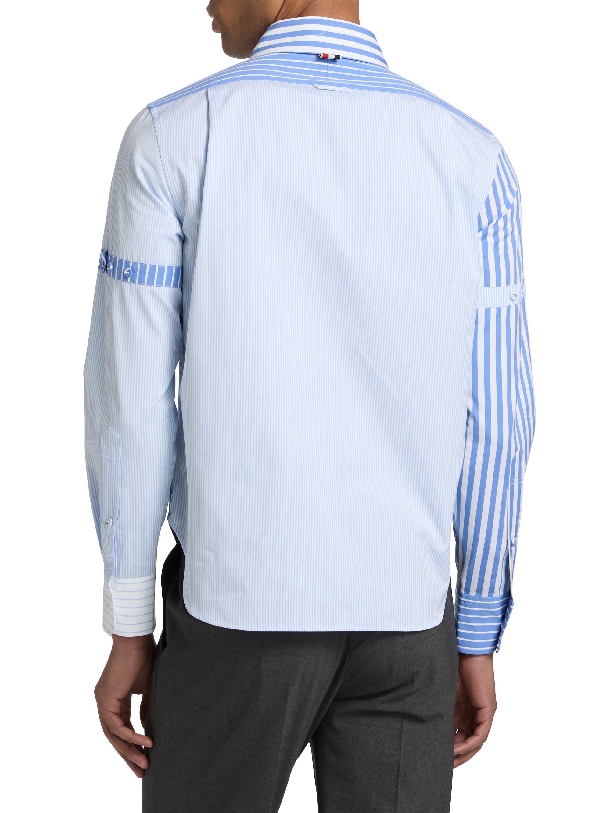 Thom Browne Multi-Pinstriped Poplin Zip Shirt | Saks Fifth Avenue