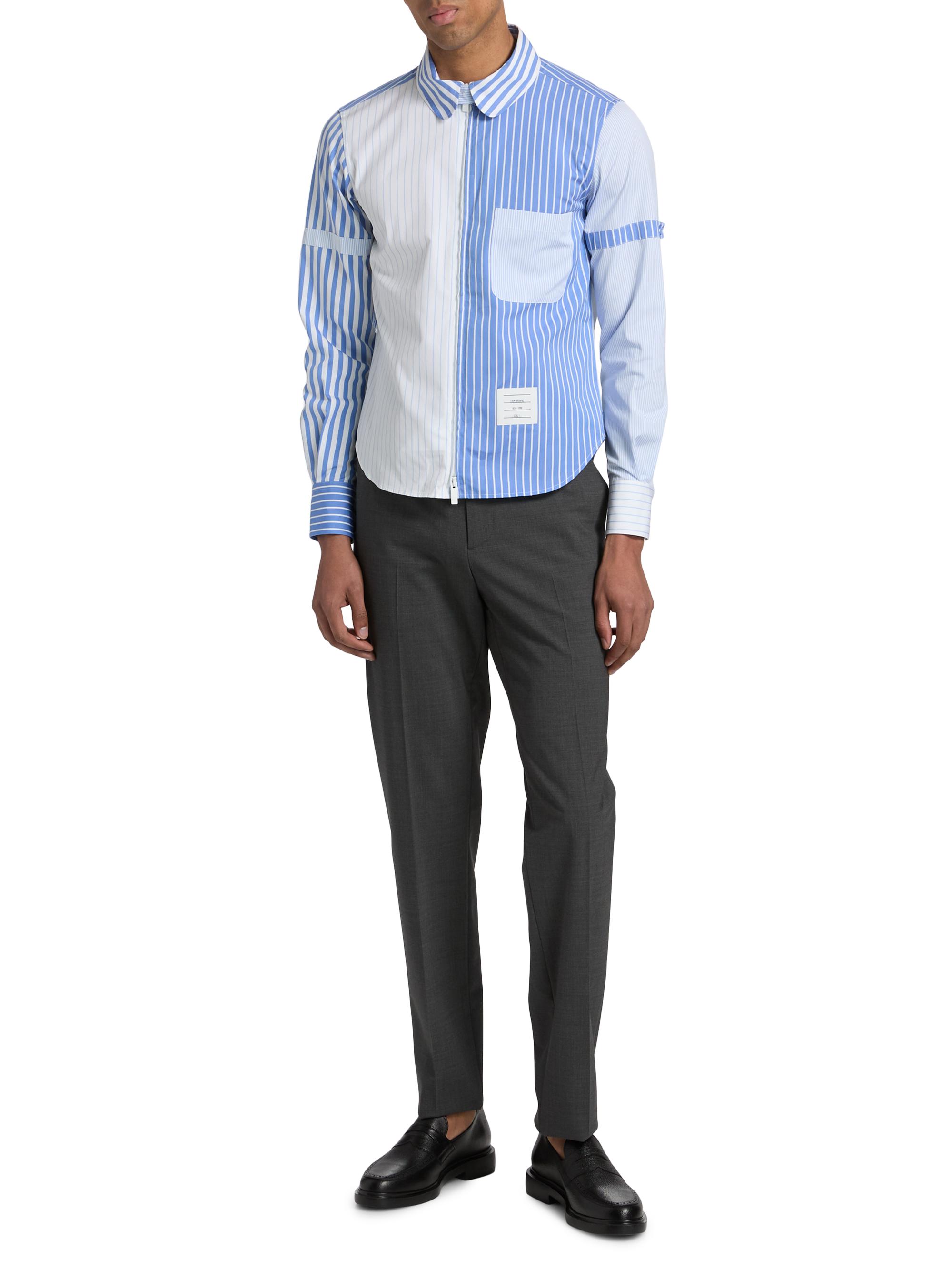 Thom Browne Multi-Pinstriped Poplin Zip Shirt | Saks Fifth Avenue