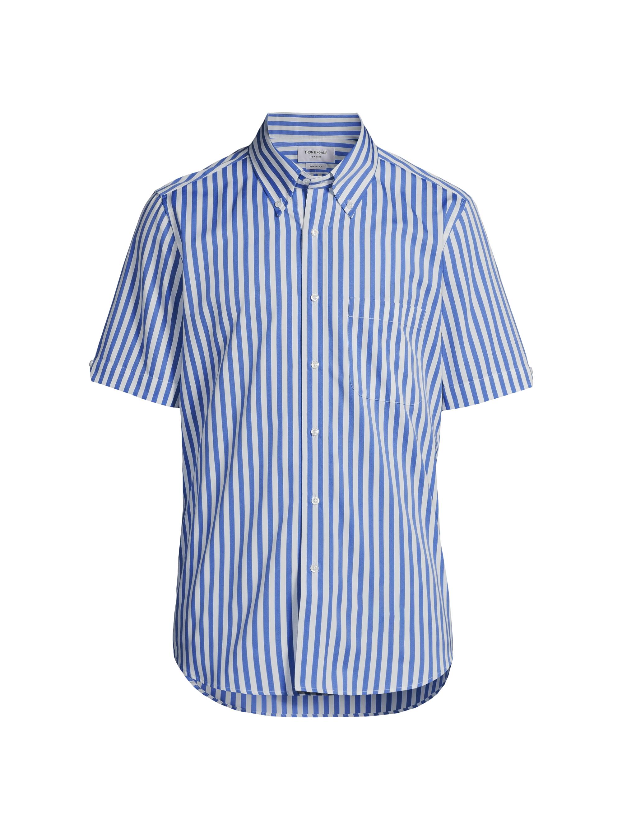 Thom Browne Men's Awning Striped Poplin Button-Front Shirt - Medium Blue